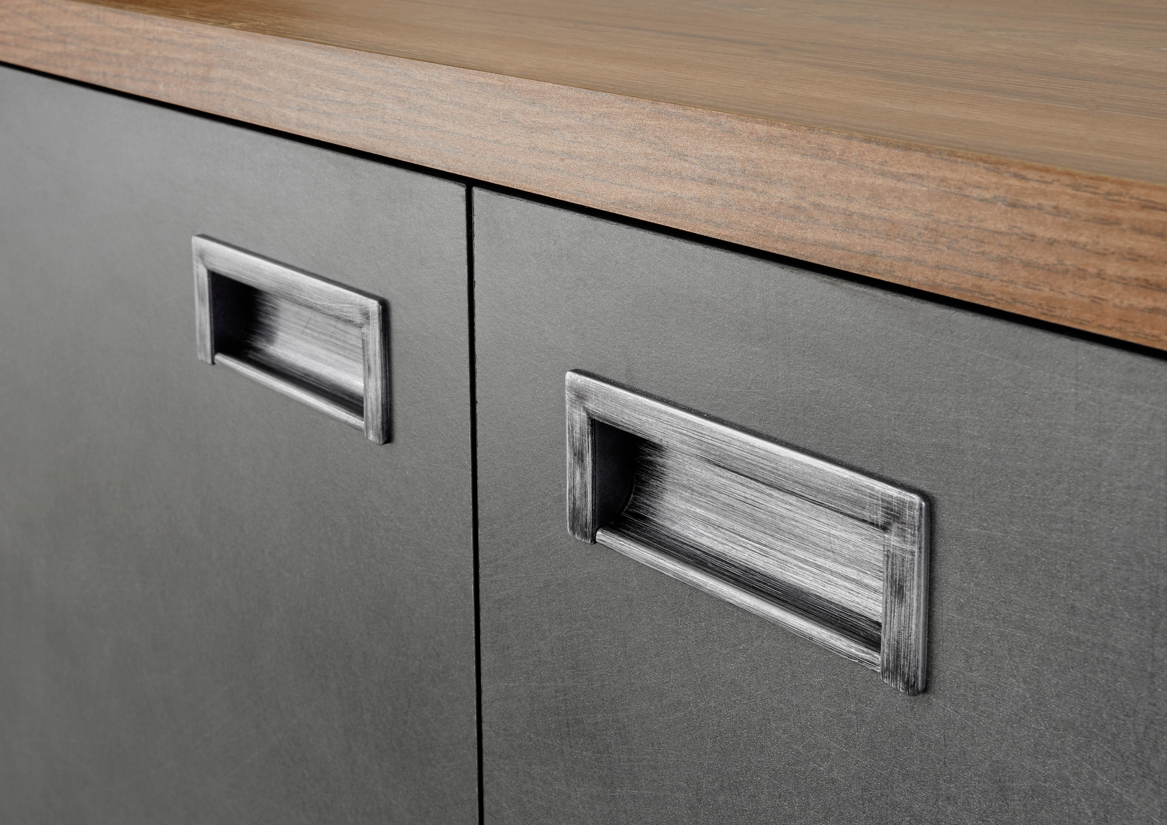 Home affaire Waschbeckenunterschrank »Detroit, Waschtisch mit Apothekergriff, Badschrank im Industrialdesign«, Eiche Dekor, mit Schubladen & Stauraum, Breite 81 cm