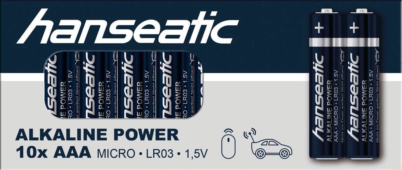 Hanseatic Batterie »60 Stck Alkaline Power, AAA Micro«, LR03, (Spar-Set, 60 St.), bis zu 5 Jahren Lagerfähigkeit