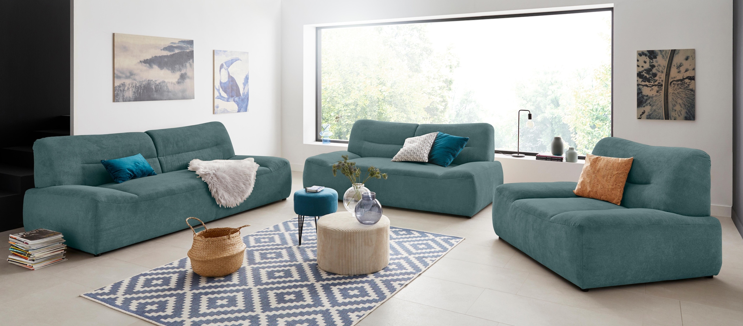 DOMO collection 2-Sitzer »Cesena modernes Sofa mit flachen Armlehnen, komfortabel«, fester Sitzkomfort, frei im Raum stellbar