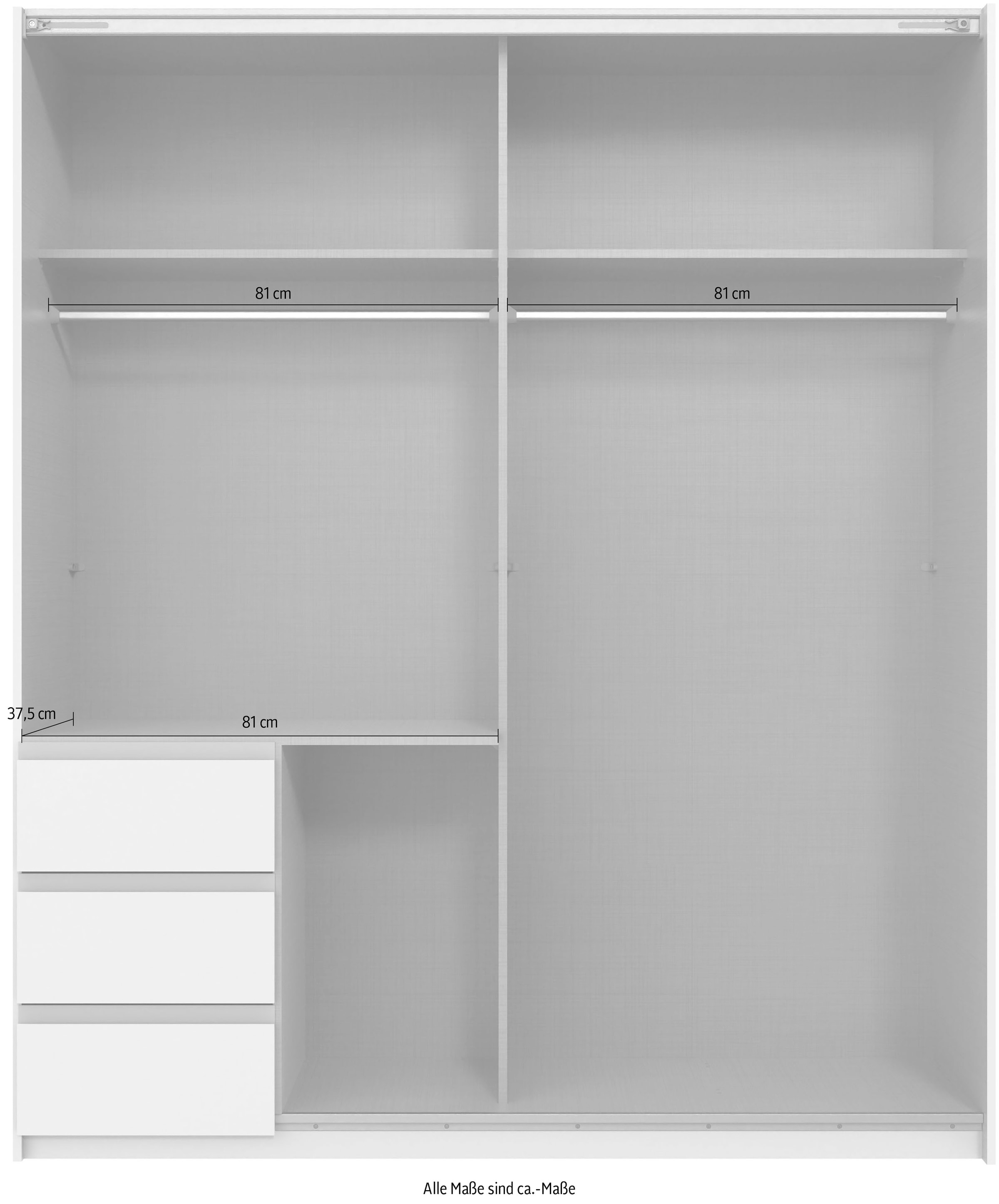 Wimex Schwebetürenschrank »Stade, B: 168cm, inkl. Spiegel und von außen bedienbaren Schubladen«, erhältlich in verschiedenen Farben
