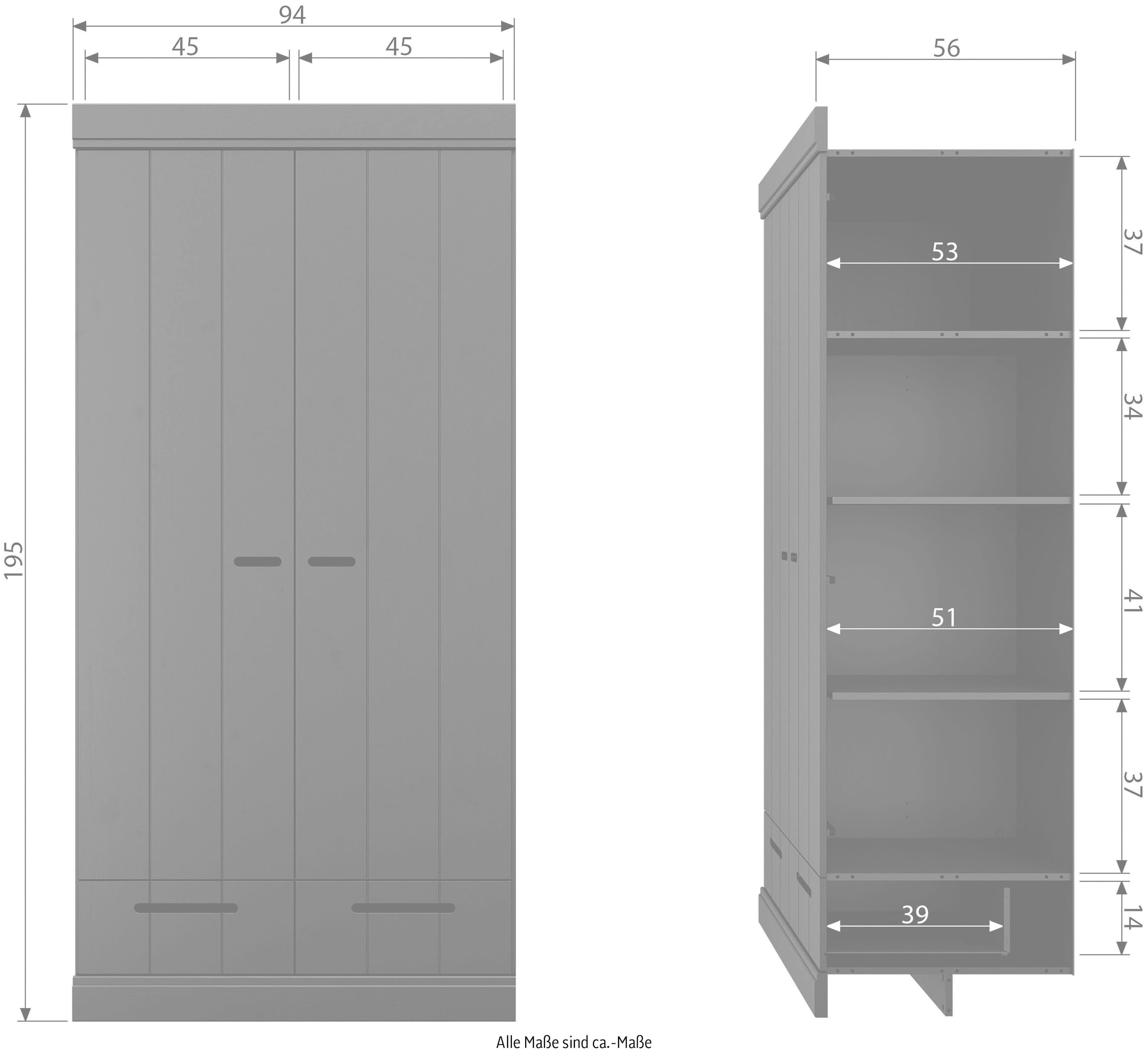 WOOOD Garderobenschrank »Connect«, mit Kleiderstange, Breite 94 cm x Höhe 195 cm
