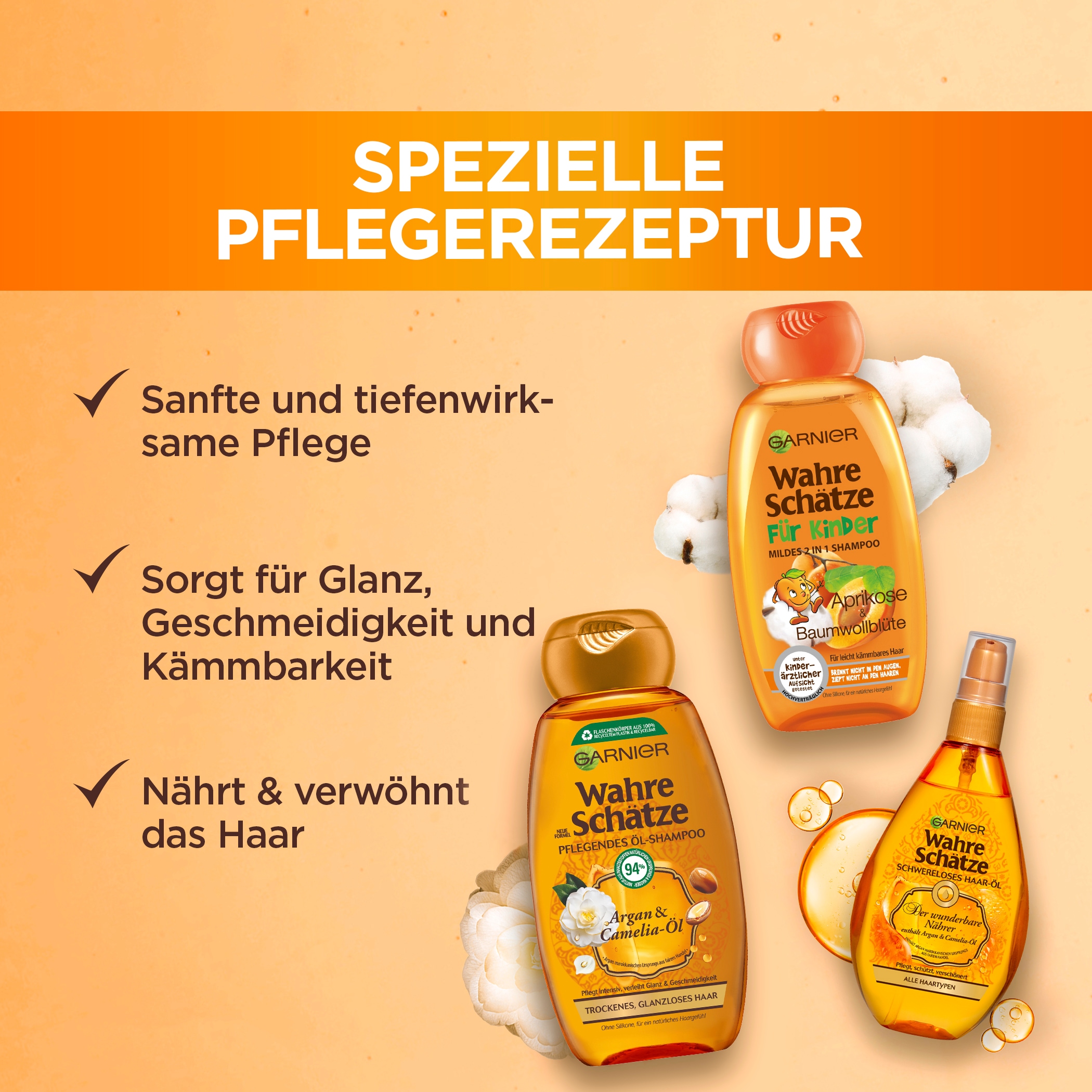 GARNIER Haaröl »WAHRE SCHÄTZE ARGAN & CAMELIA« für trockenes Haar, mit Argan- und Kamelien-Öl, flüssige Textur