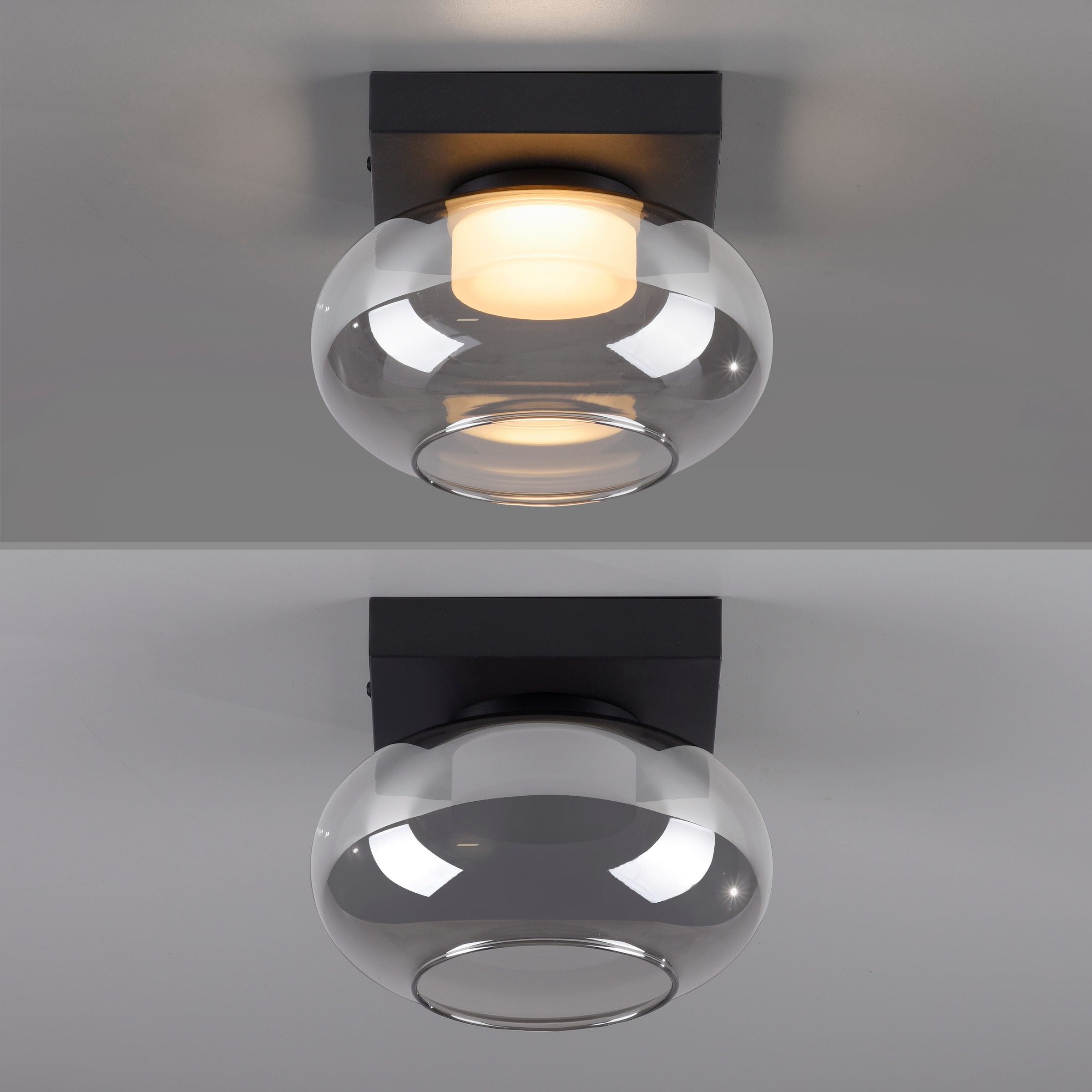 SCHÖNER WOHNEN-Kollektion LED Deckenleuchte »SIA« LED-Board 1 Stk. Warmweiß SCHÖNER WOHNEN Kollektion, SimplyDim, Memoryfunktion, Rauchglas