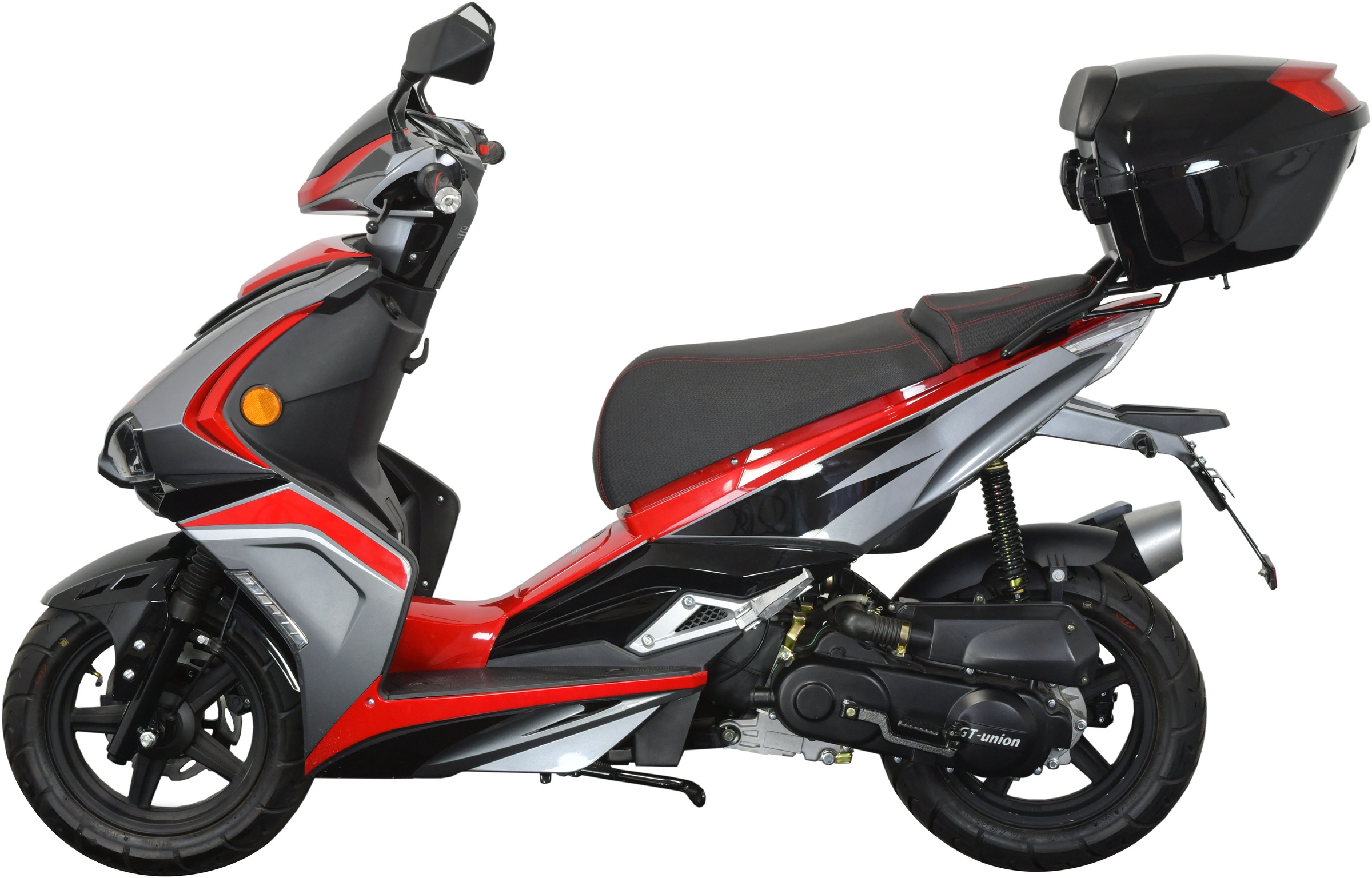GT UNION Motorroller »Striker 45«, 49,5 cm³, 45 km/h, Euro 5, 3 PS, (Set, mit Topcase), Luftgekühlter Motor