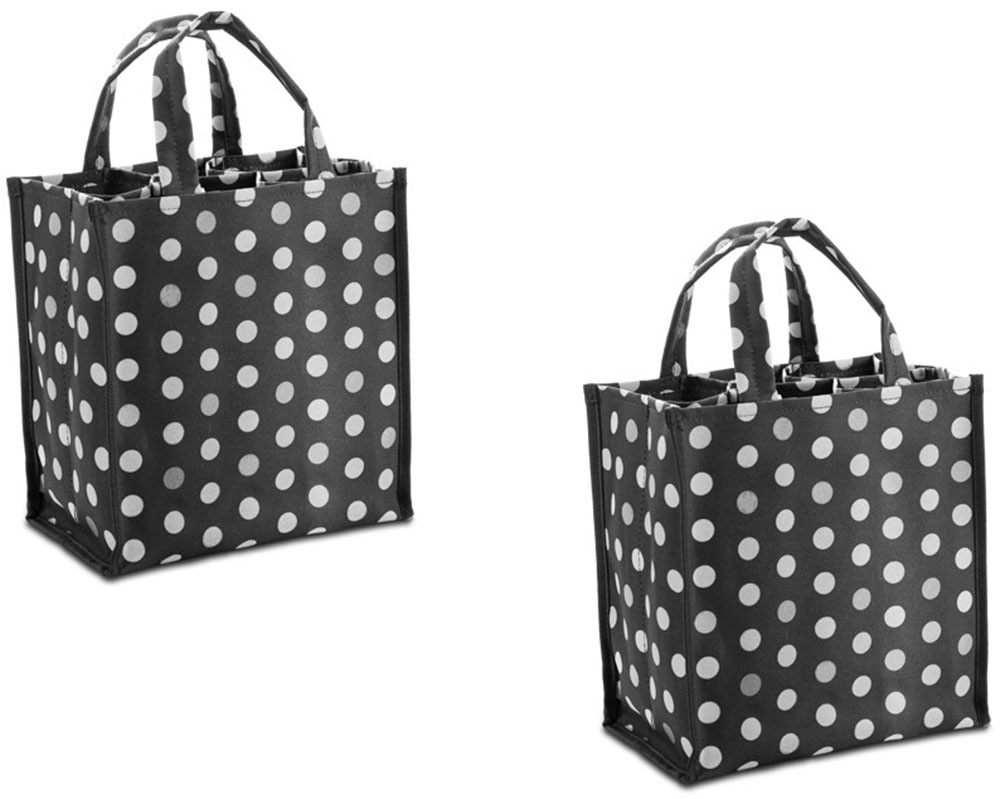 GENIUS Flaschenkorb »Flaschentasche, grau mit weißen Punkten« praktische Tragetasche zum Transportieren von bis zu 6 Flaschen grau