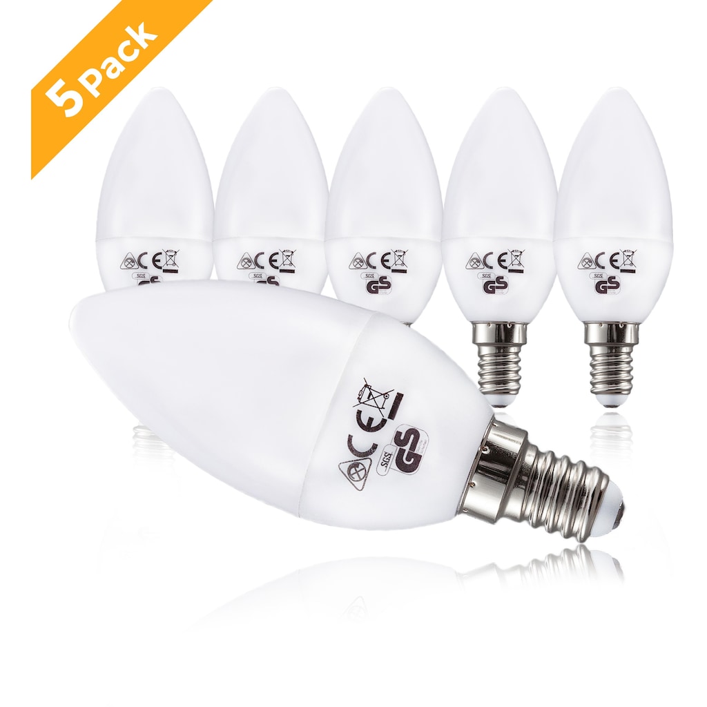 B.K.Licht LED-Leuchtmittel, E14, 5 St., Warmweiß