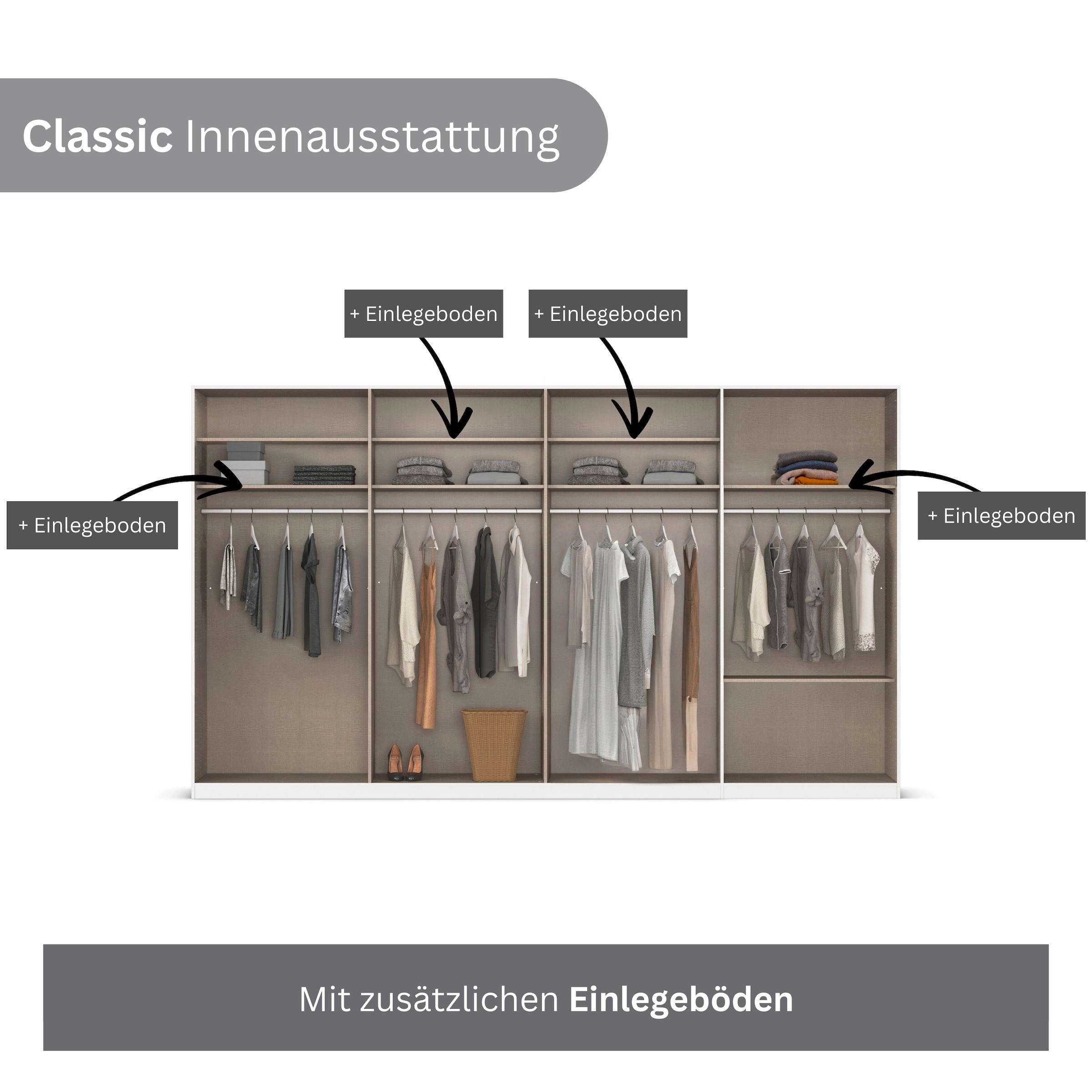rauch Kleiderschrank »Drehtürenschrank Schrank Garderobe Wäscheschrank Schlafzimmer AVOLA«, (in 3 verschiedenen Ausstattungen BASIC/CLASSIC/PREMIUM), mit hochwertigen Stangengriffen aus Metall in Schwarz MADE IN GERMANY
