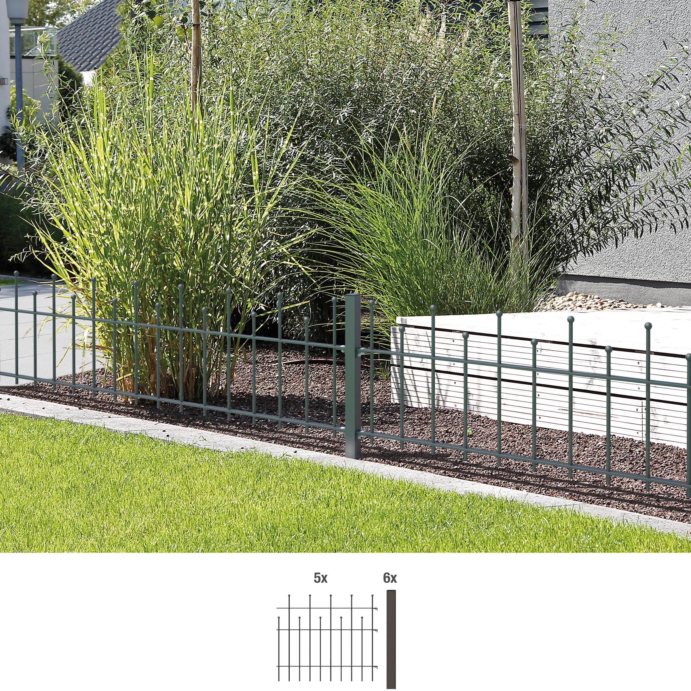 Alberts Metallzaun »Madrid« Höhe: 49,5, 73,5 und 98,5 cm, Gesamtlänge: 10 m, zum Einbetonieren