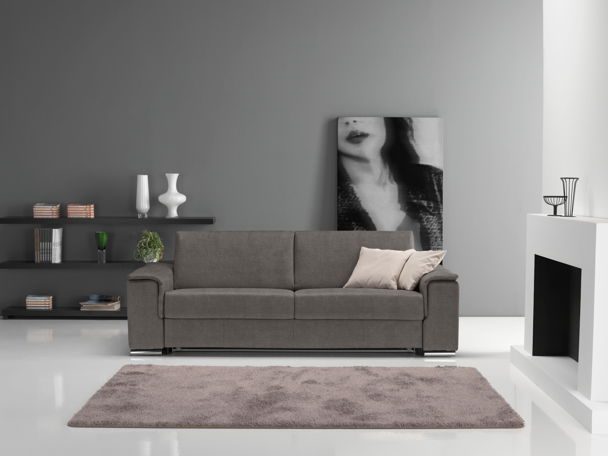 Egoitaliano Schlafsofa »Cecilia, modern & elegant, erstklassiger Sitzkomfort, Dauerschläfer«, inkl. Matratze und hochwertigem Metallbettrahmen, toller Schlafkomfort