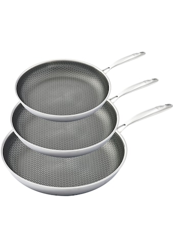 Pfannen-Set »HENSSLERS«, Edelstahl, (Set, 3 tlg., 1x Bratpfanne Ø 20 cm, 1x Bratpfanne...