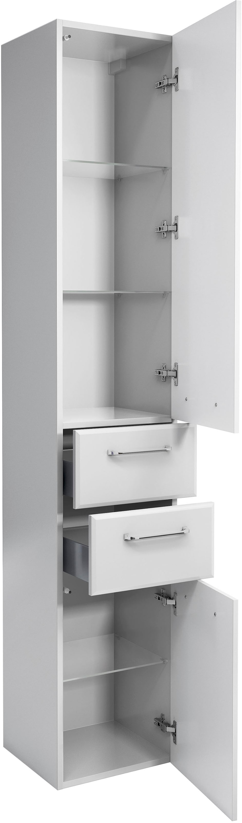 Saphir Badmöbel-Set »Quickset 341 6-teilig, Waschbeckenunterschrank und LED-Spiegelschrank«, (Set, 6 St.), ohne Waschbecken, mit Hochschränke, Unterschrank, Hängeschrank