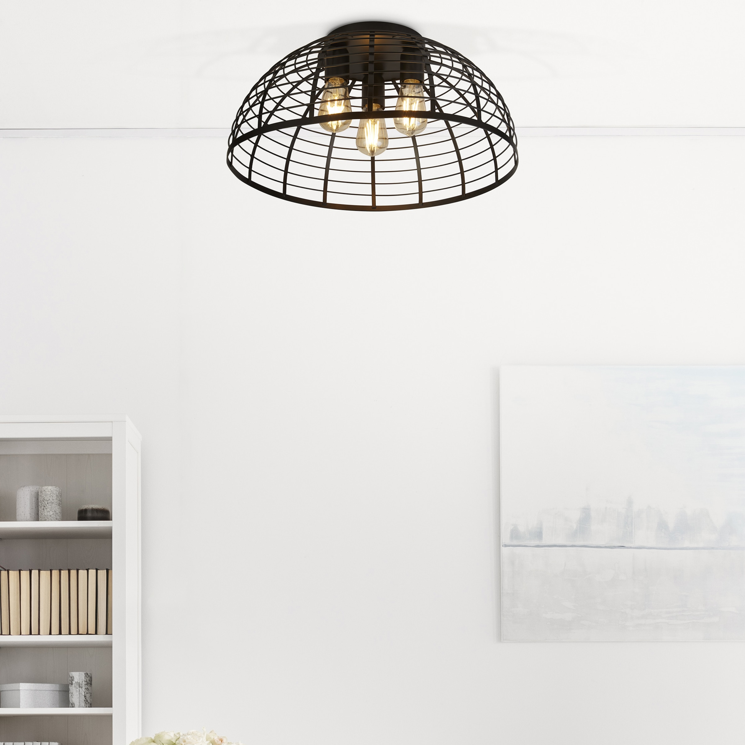 Searchlight Deckenleuchte »Vision Cage 3Lt Deckenleuchte - Mattschwarzes Metall« E27 1 Stk.