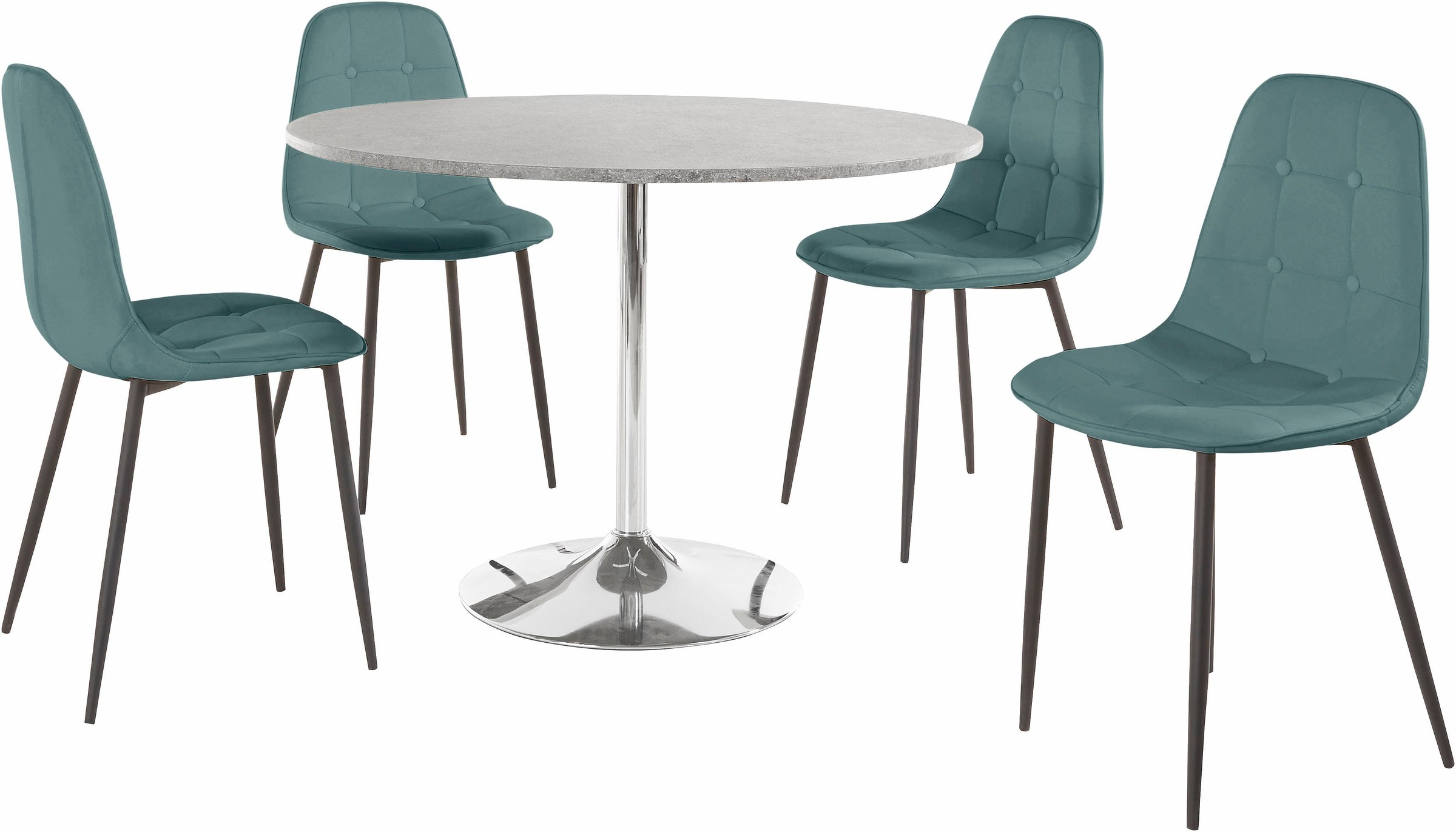 INOSIGN Essgruppe Set, 5 Stk. tlg. mit rundem Tisch im Zement-Optik günstig online kaufen