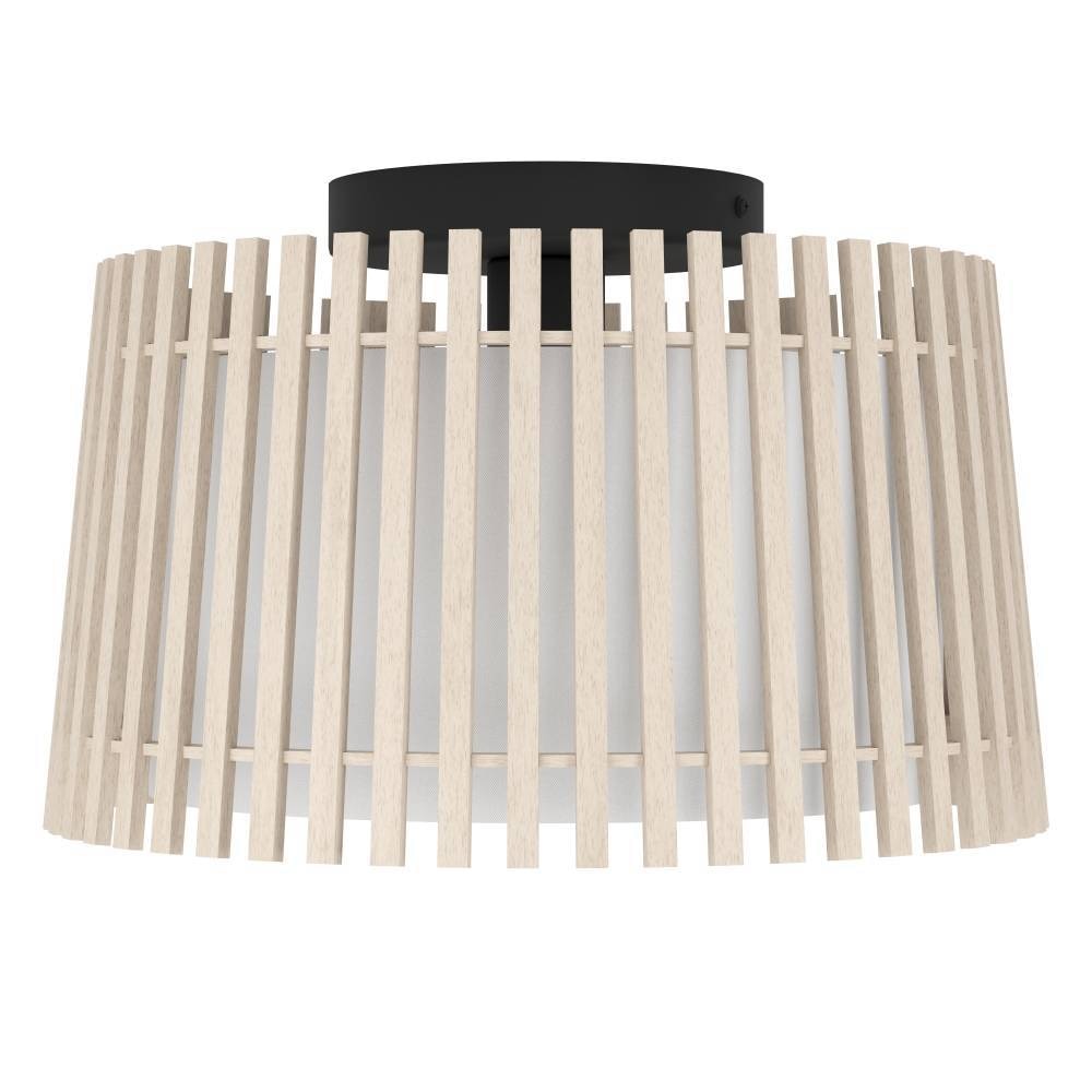 EGLO Deckenleuchte »FATTORIA«, 1 flammig, Leuchtmittel E27 | ohne Leuchtmittel, Deckenleuchte, Holz, Textil in weiß, Lampe Decke, E27 Fassung, Ø 38 cm