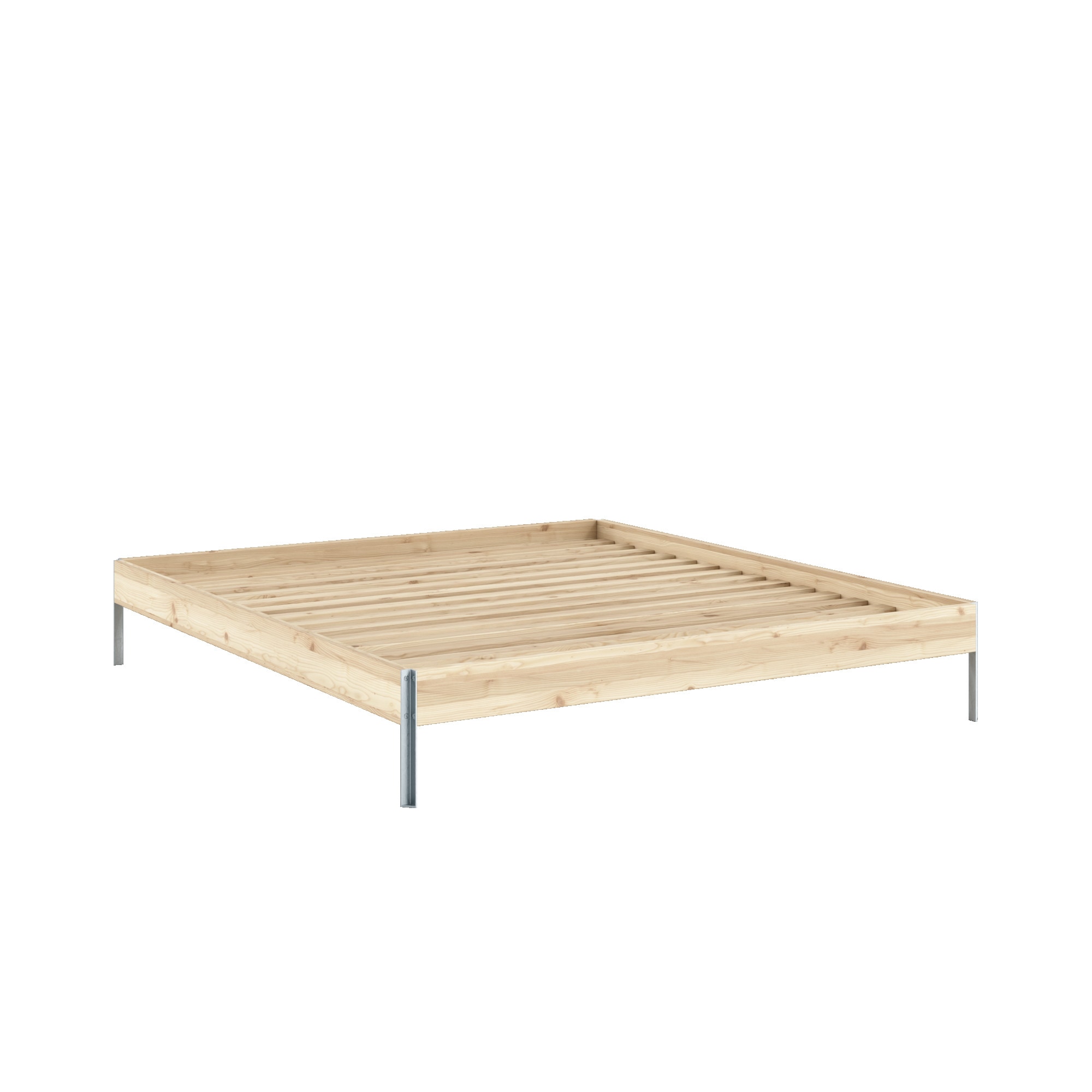 Karup Design Bettgestell »CORE BED Bodenbett, Holzrahmen, Futonbett, Jugendbett, Holzbett«, Massivholzbett mit Lattenrost, Kiefer massiv, Doppelbett ohne Kopfteil