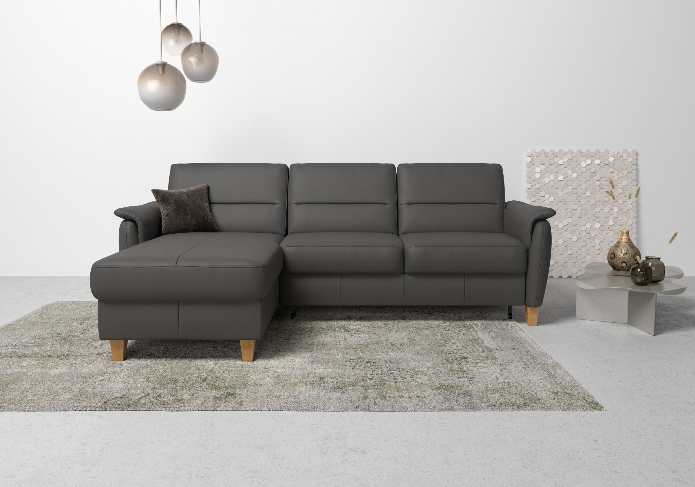 Home affaire Ecksofa »Palmera L-Form, B: 244 cm« optional Bettfunktion & Be günstig online kaufen