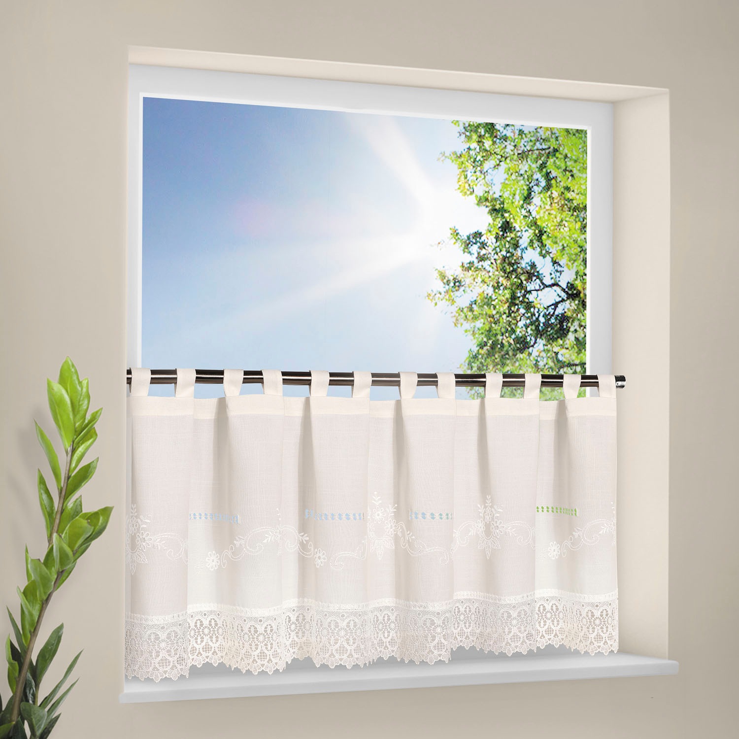 Gerster Scheibengardine »Josef« Schlaufen 1 Stk. tlg. HxB: 45x150, mit Spit günstig online kaufen