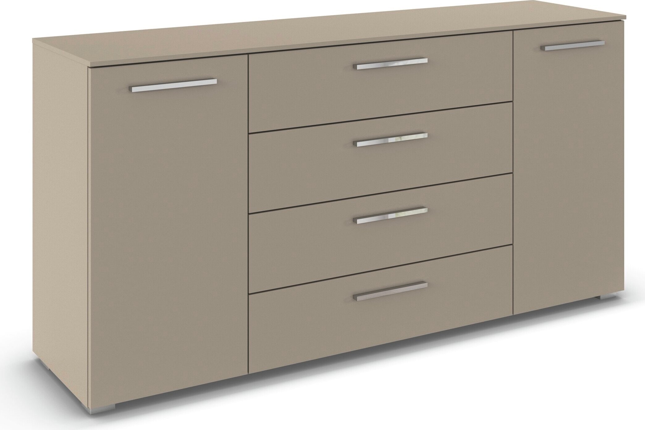rauch Kombikommode »Sideboard Schubkommode Kommode MONTCLAR Front Dekor/Hochglanz/Glas« Breite 160 / Höhe 81 cm, 2 Einlegeböden, inkl. Soft-Close-Funktion,  2-türig, 4 geräumige Schubladen, viele Griffvarianten MADE IN GERMANY