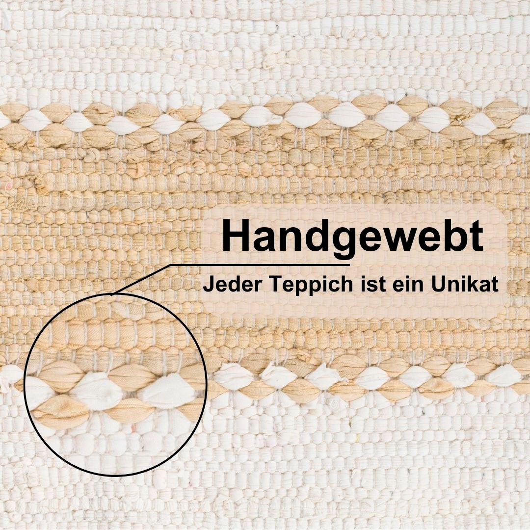 4. Bild von Myflair Möbel & Accessoires Teppich »Karim«, rechteckig, Handweb Teppich, gestreift, 90% Baumwolle, handgewebt, mit Fransen