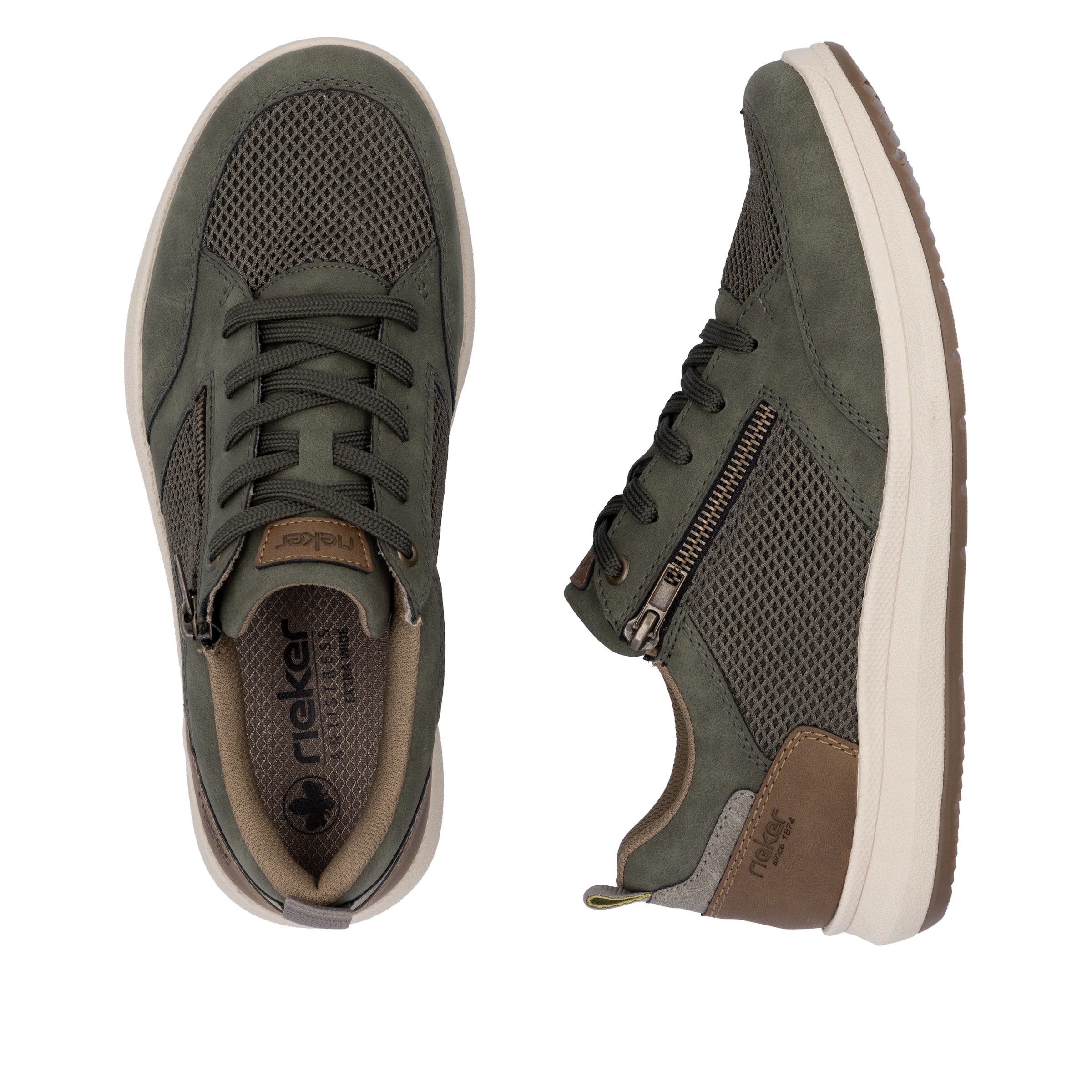 Rieker Sneaker, Halbschuh, Freizeitschuh, Schnürschuh mit seitlichem Reißverschluss