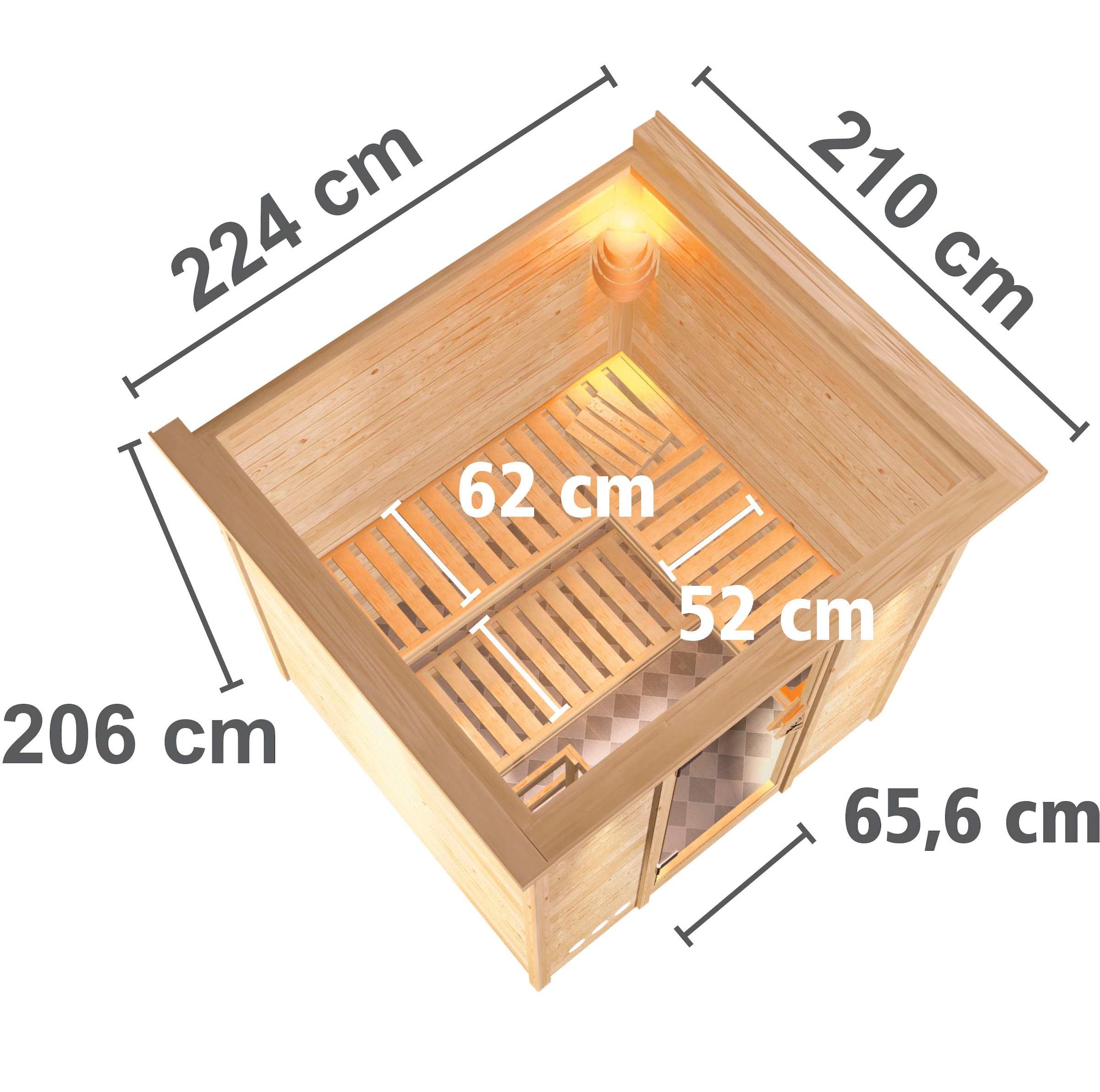 Karibu Sauna »Menja«, 9-kW-Ofen mit integrierter Steuerung