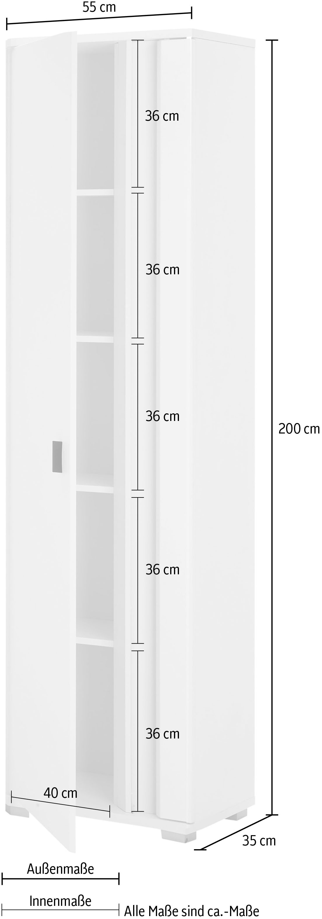 INOSIGN Mehrzweckschrank »LONG ISLAND«, (1 St.), in moderner Trendfarbe,inklusive senkrechter Beleuchtung,Breite 55 cm