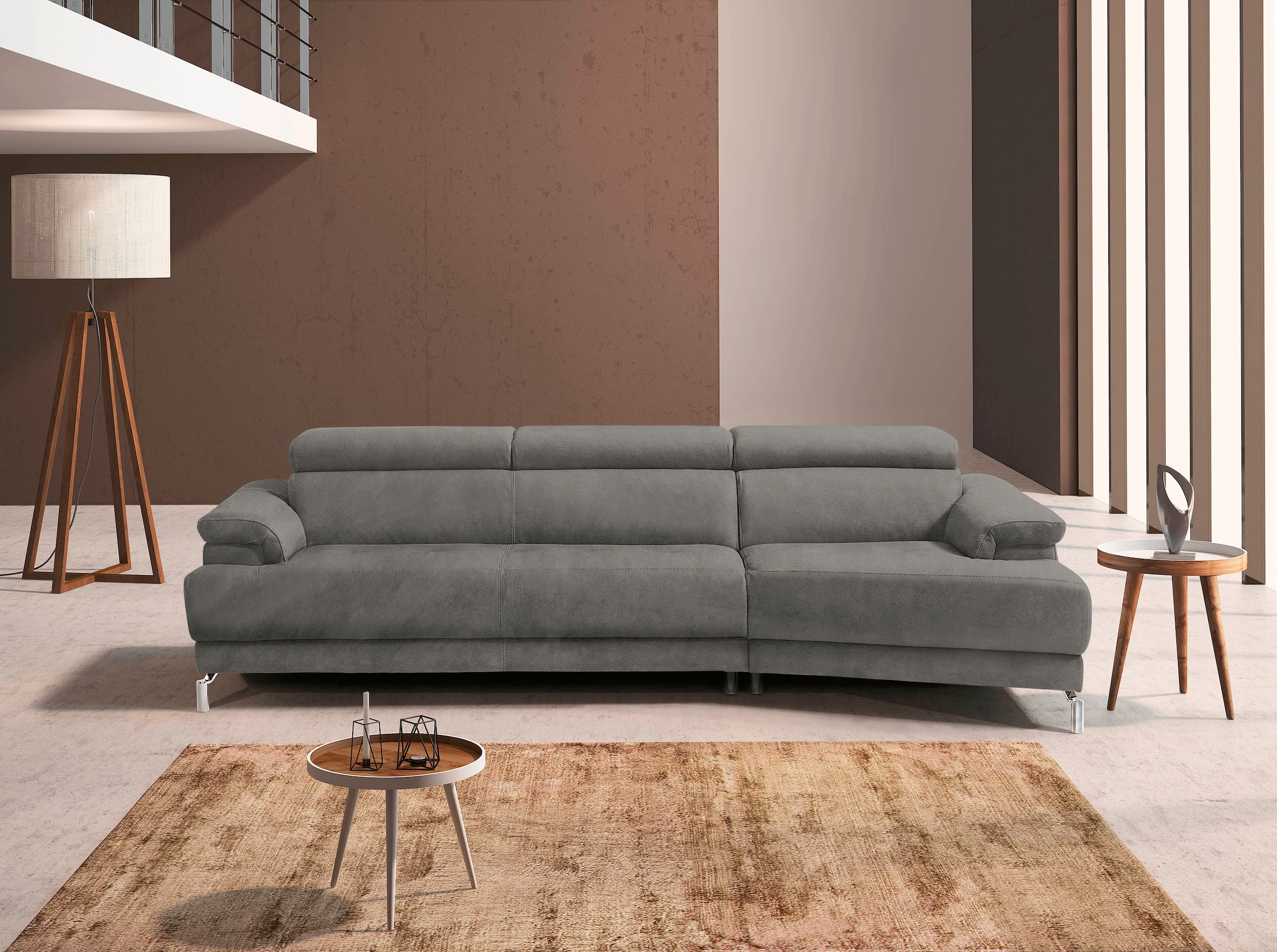 Egoitaliano Ecksofa »Soul, extravagantes Designsofa, Megasofa, super bequem, tolle Details« mit Trapez-Abschlußelement, inkl verstellbarer Kopfteile