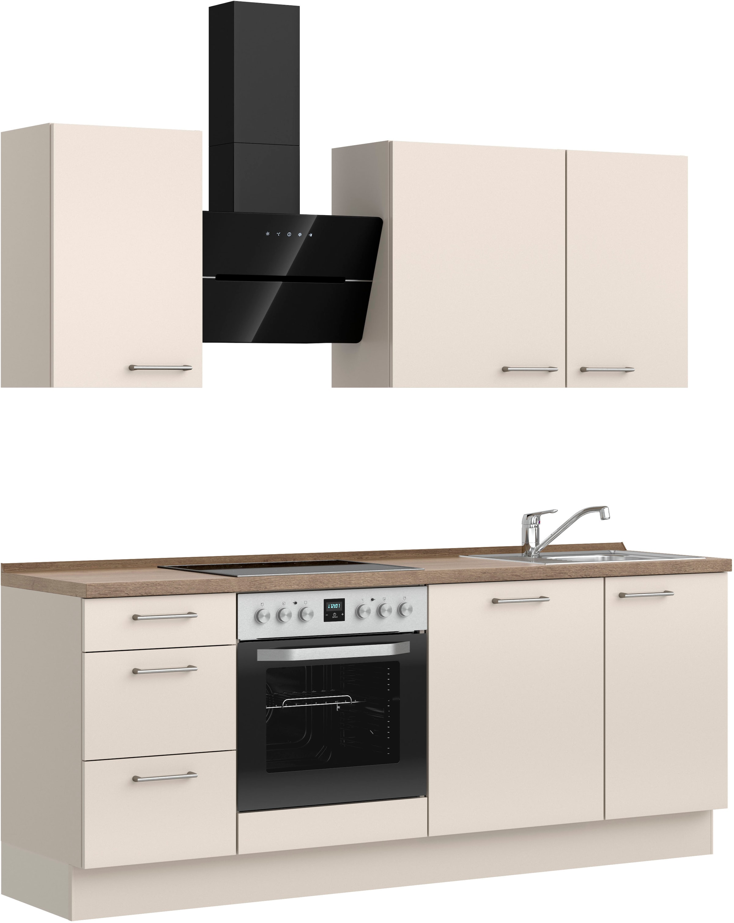 nobilia® Küchenzeile »"Laser II"«, vormontiert, Ausrichtung wählbar, Breite 210 cm, wahlw. mit E-Geräten