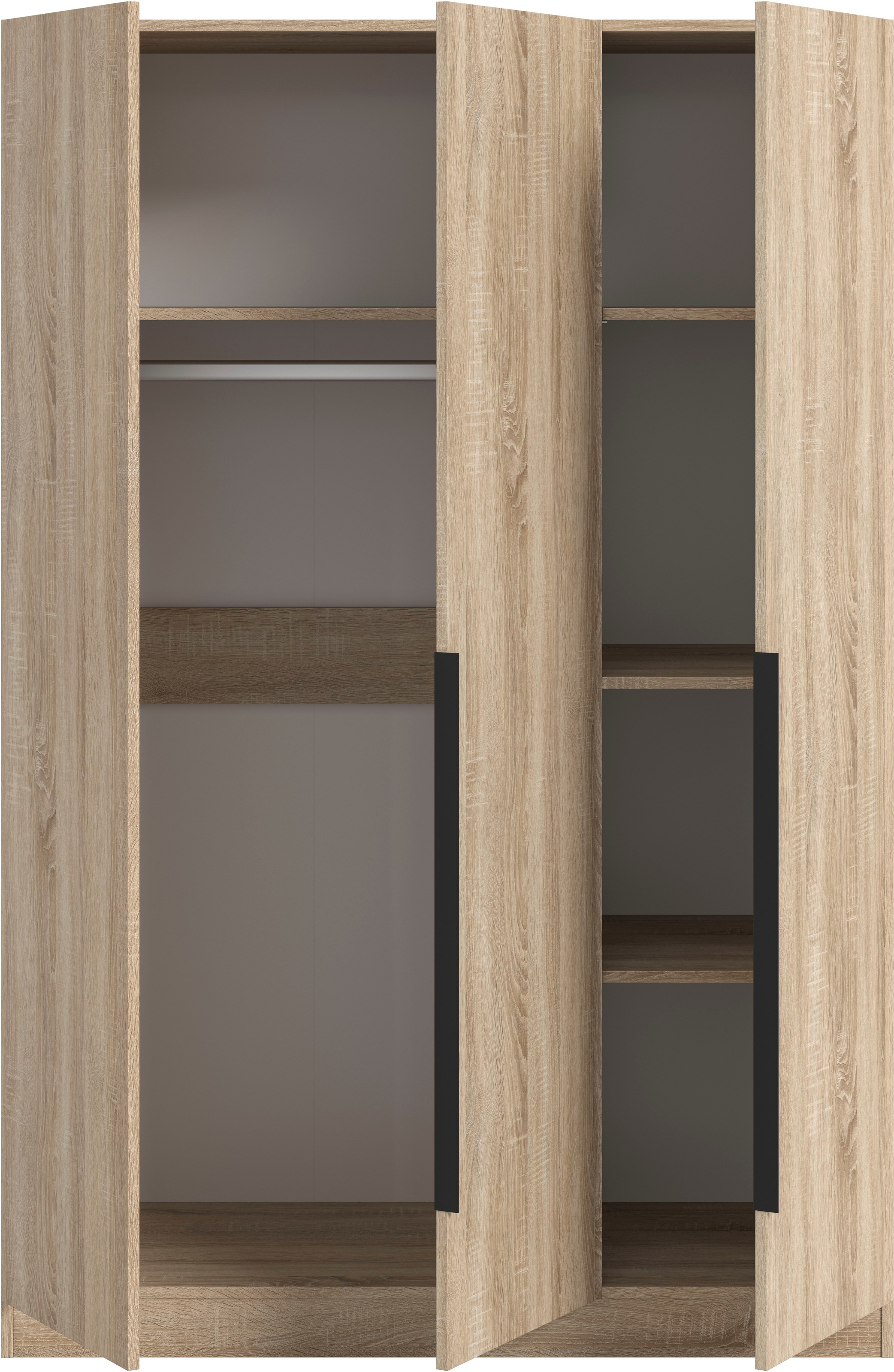 Home affaire Kleiderschrank »Skarde Schlafzimmerschrank, Garderobe, Schrank, Bestseller«, (Otto Bestseller Garderobe Schlafzimmerschrank), Breite: 120 cm, eichefarben Kleiderstange und 4 Einlegeböden