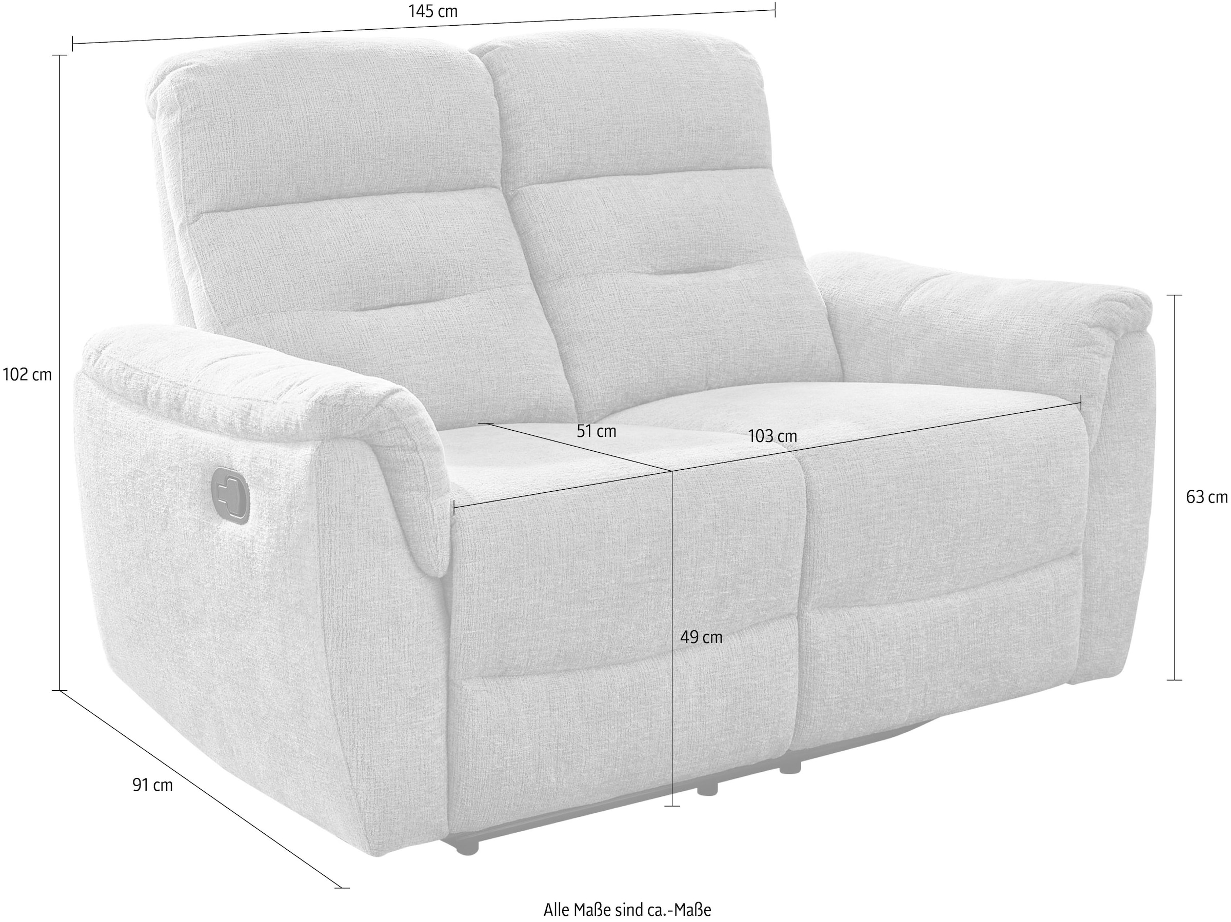 Jockenhöfer Gruppe 2-Sitzer »Utah« Liegefunktion durch halbautomatische Relaxfunktion, TFK-Polsterung