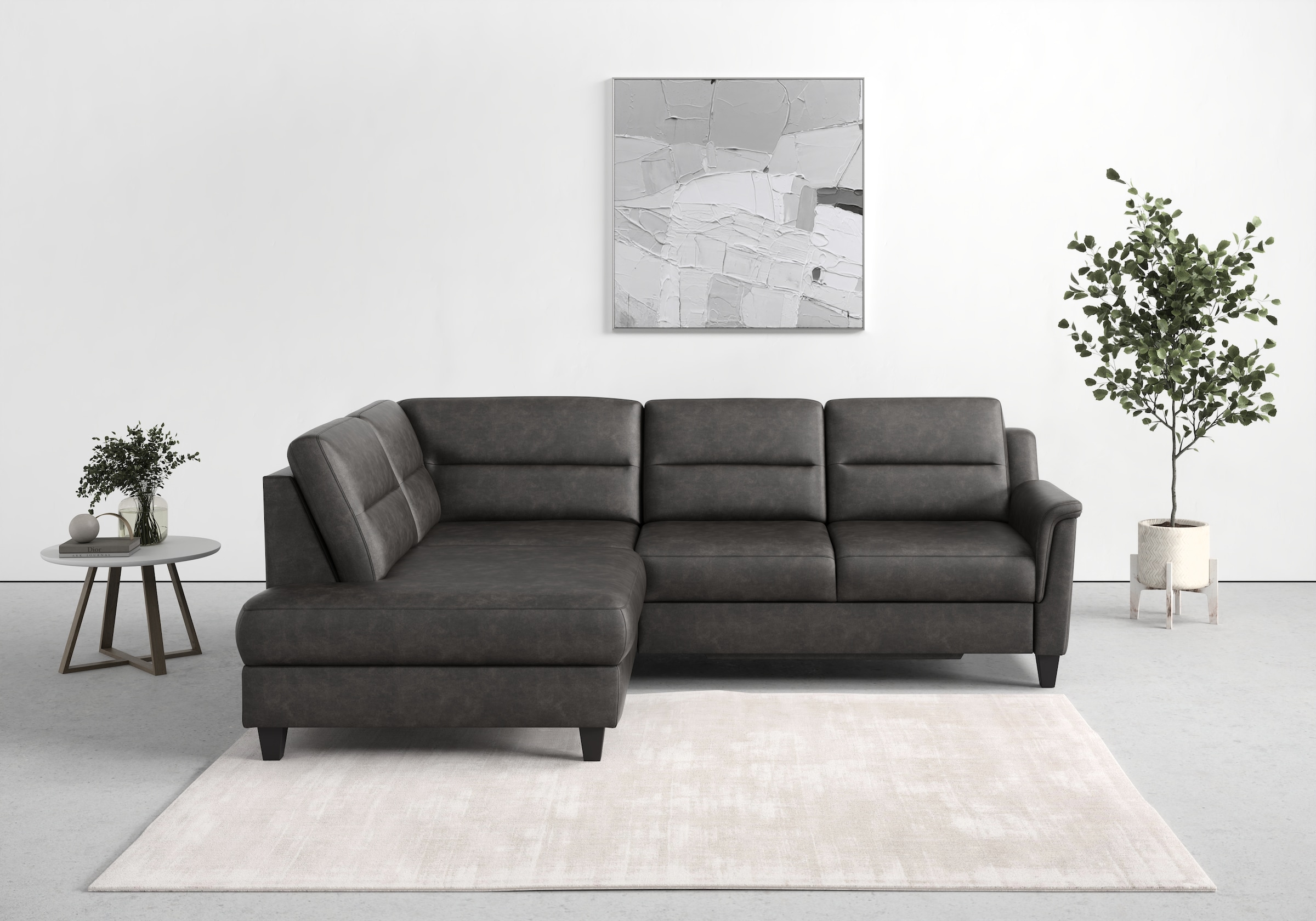 sit&more Ecksofa »Farö L-Form«, inklusive Federkern, wahlweise mit Bettfunktion und Bettkasten