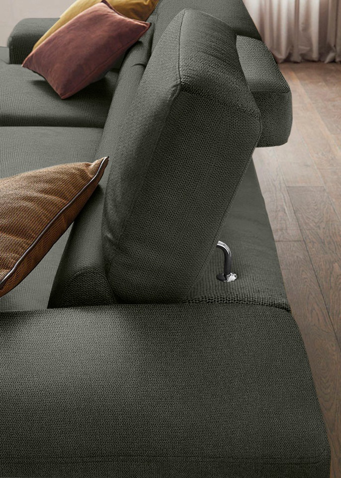 W.SCHILLIG Ecksofa »Piedroo, Designsofa mit tollem Sitzkomfort, elegant und bequem, L-Form« Kopfteilverstellung, wahlweise mit Sitztiefenverstellung, Breite 303cm