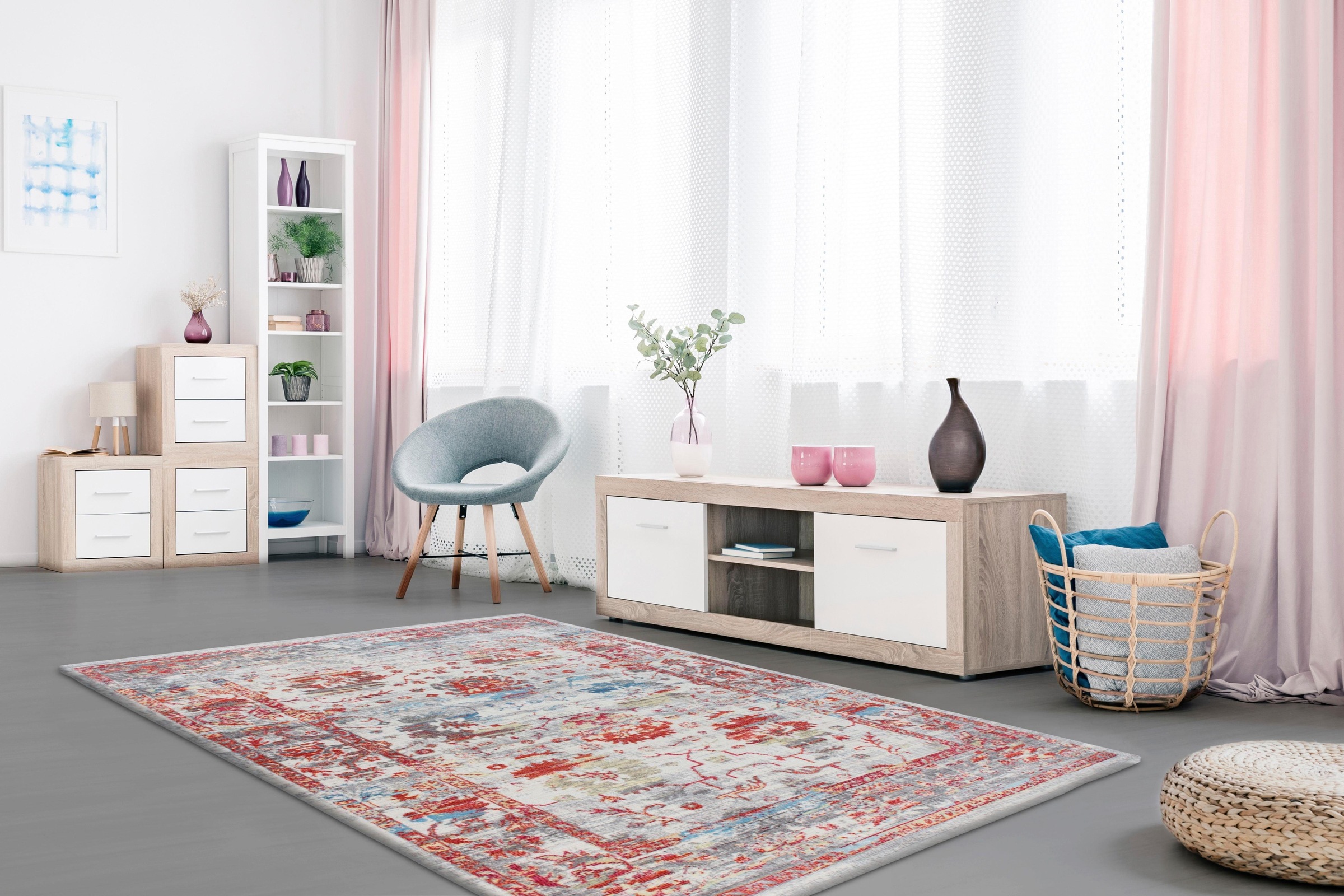 calo-deluxe Teppich »Odalia 100«, rechteckig, 8 mm Höhe, Kurzflor, Wohnzimmer