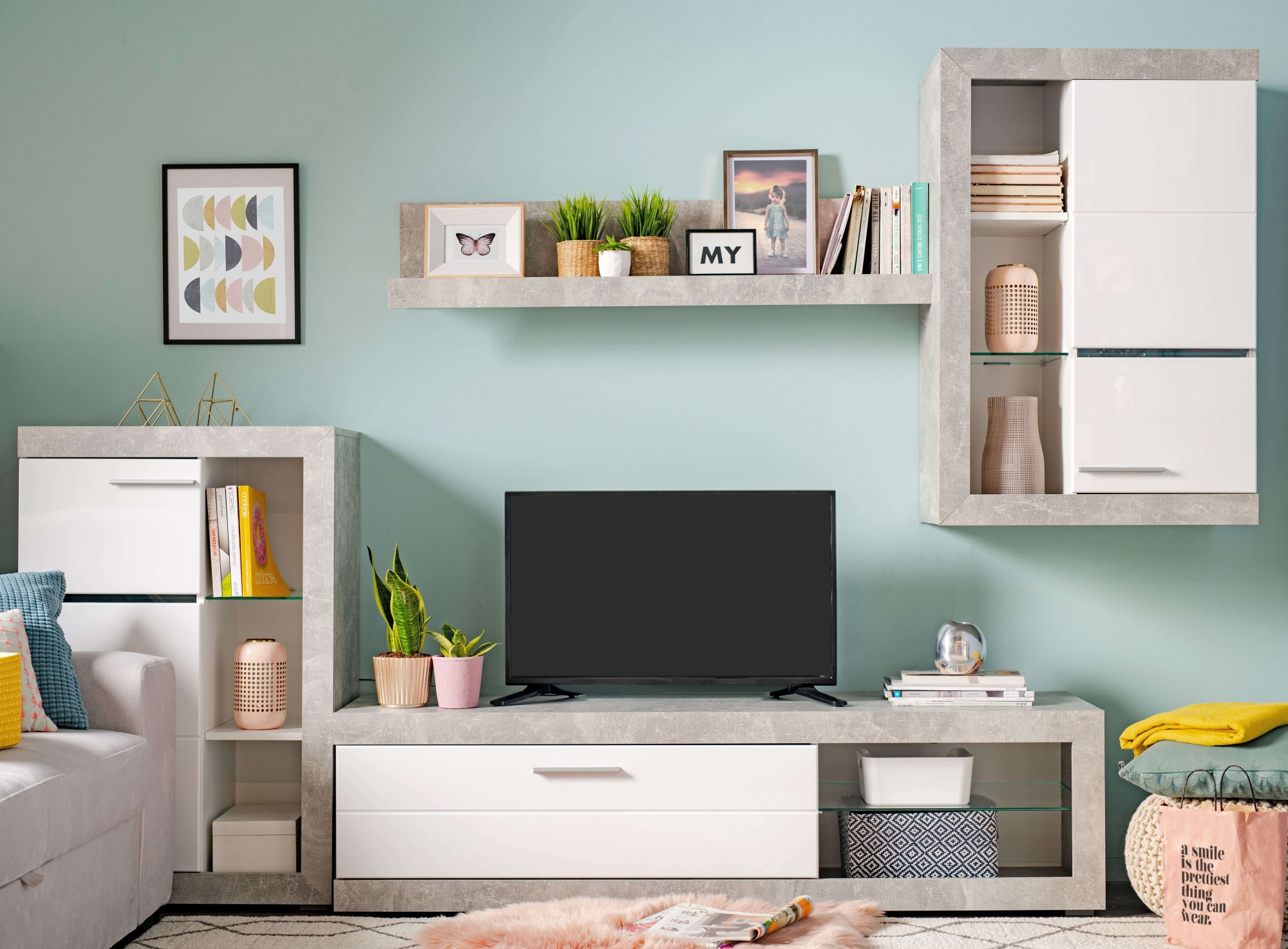 INOSIGN Wohnzimmer-Set »Rosso Wohnwand, Mediawand, Anbauwand, für TV bis 60 günstig online kaufen