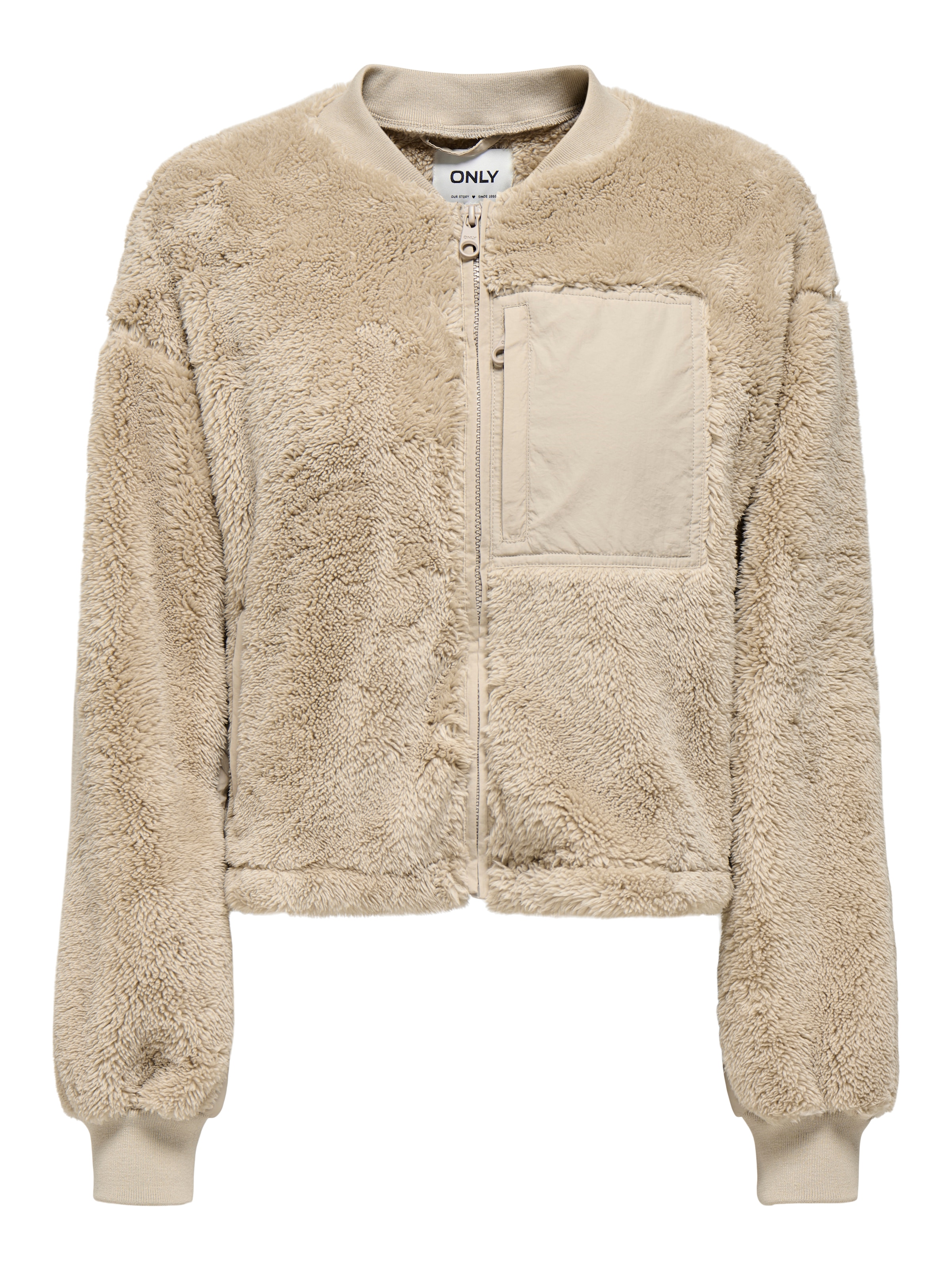 ONLY Plüschjacke »ONLANNA CONTACT LIFE SHORT JACKET CC OTW« Brusttasche mit Reißverschluss