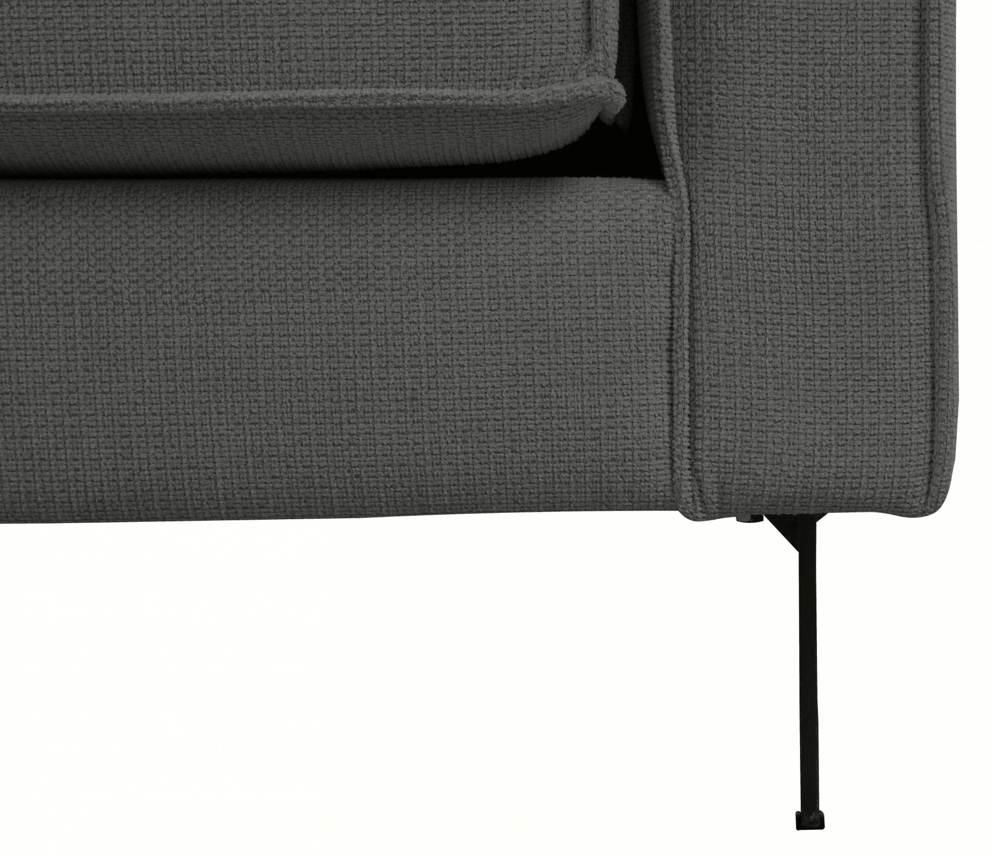 Places of Style Ecksofa »Pinto, 290 cm, Cord, Chenille, Lederoptik, Ottomane links / rechts«, mit Keder, schwarze Metallfüße, Wellenunterfederung