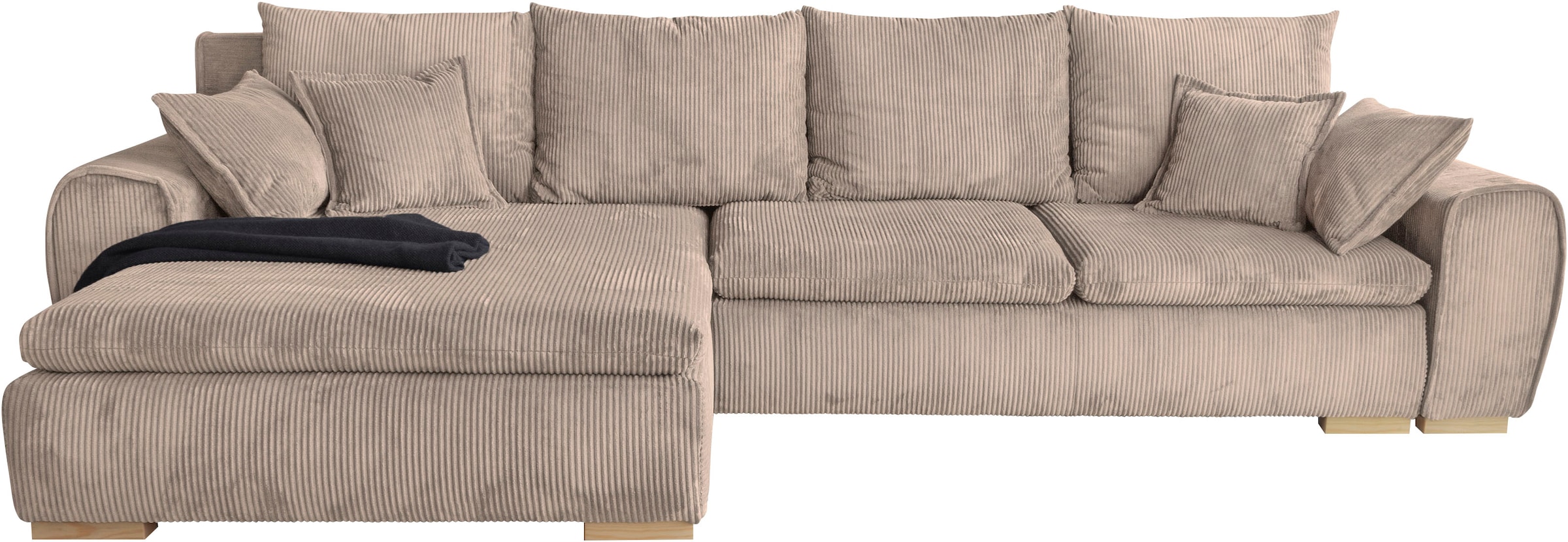 Home affaire Ecksofa »Katja L-Form«, Cord Bezug, inkl. Schlaffunktion und S günstig online kaufen
