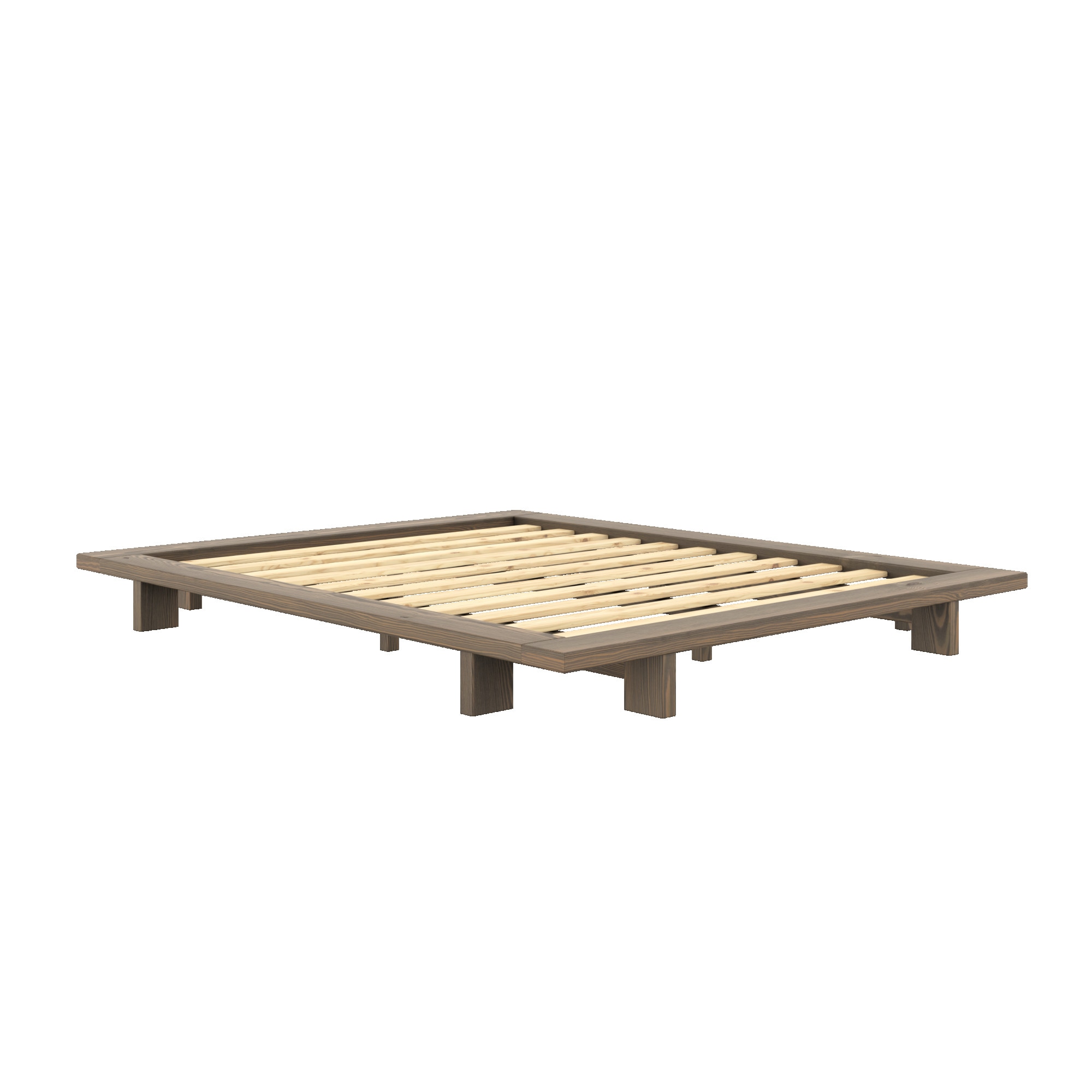 Karup Design Bettgestell »JAPAN BED, Futonbett, Bodenbett, Holzrahmen, Jugendbett, Holzbett«, Massivholzbett mit Lattenrost, Kiefer massiv, Doppelbett ohne Kopfteil