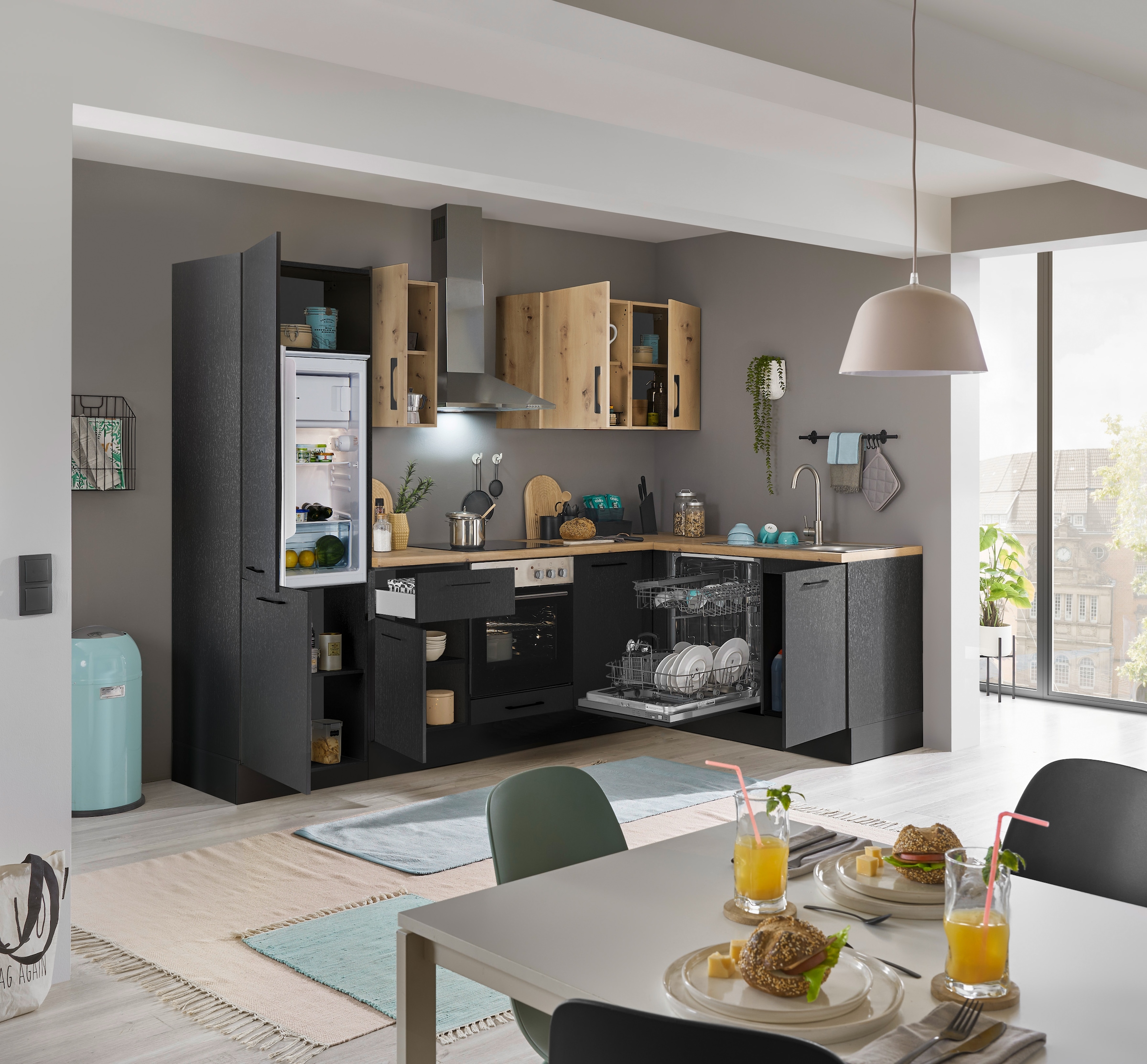 BASIC by Balculina Winkelküche »Turin«, Stellbreite 280x175 cm, wahlweise mit E-Geräten