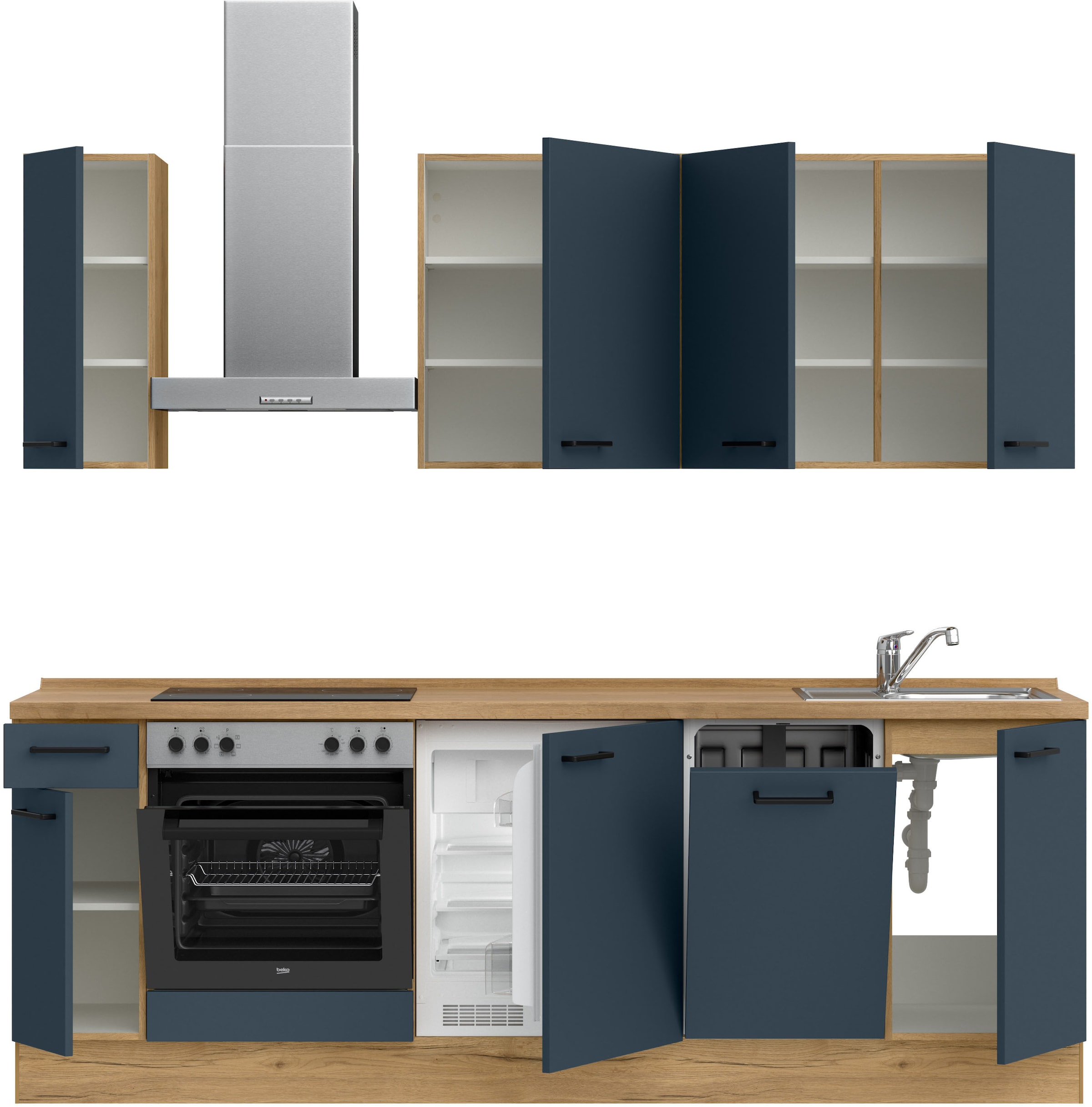 nobilia® Küchenzeile »"Easytouch I"«, vormontiert, Ausrichtung wählbar, Breite 240 cm, wahlw. mit E-Geräten