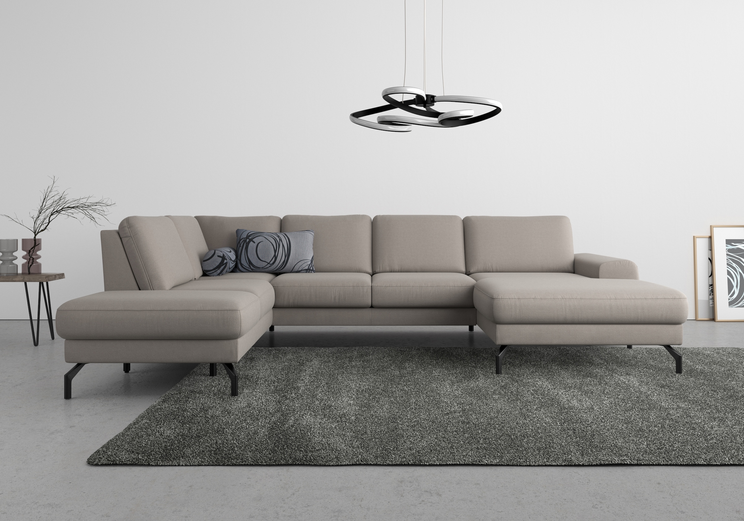 sit&more Wohnlandschaft »Cinturo U-Form«, inklusive Sitztiefenverstellung und Federkern, Sitzhöhe 48 cm