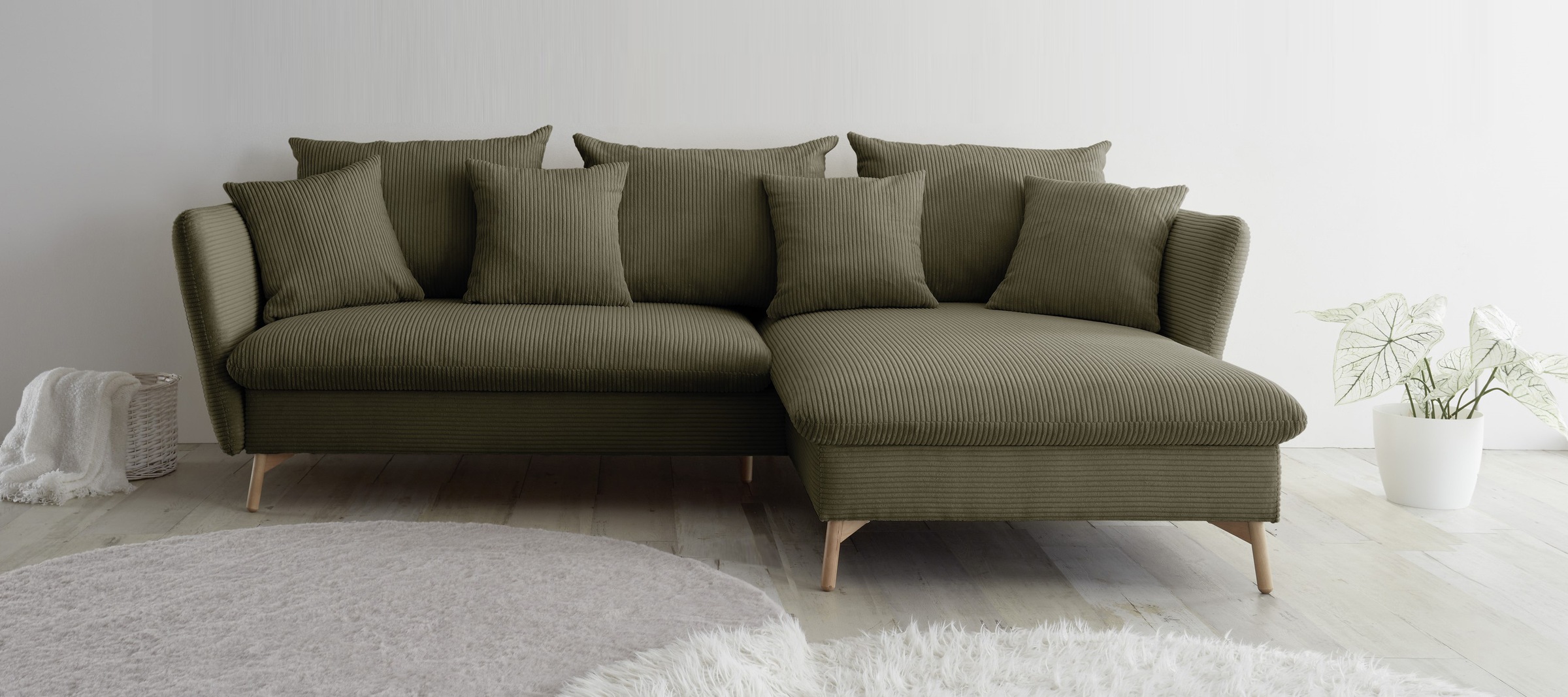 OTTO home Ecksofa »MERLE, 258 cm, L-Form, traumhafter Cord,« mit Bettfunkti günstig online kaufen