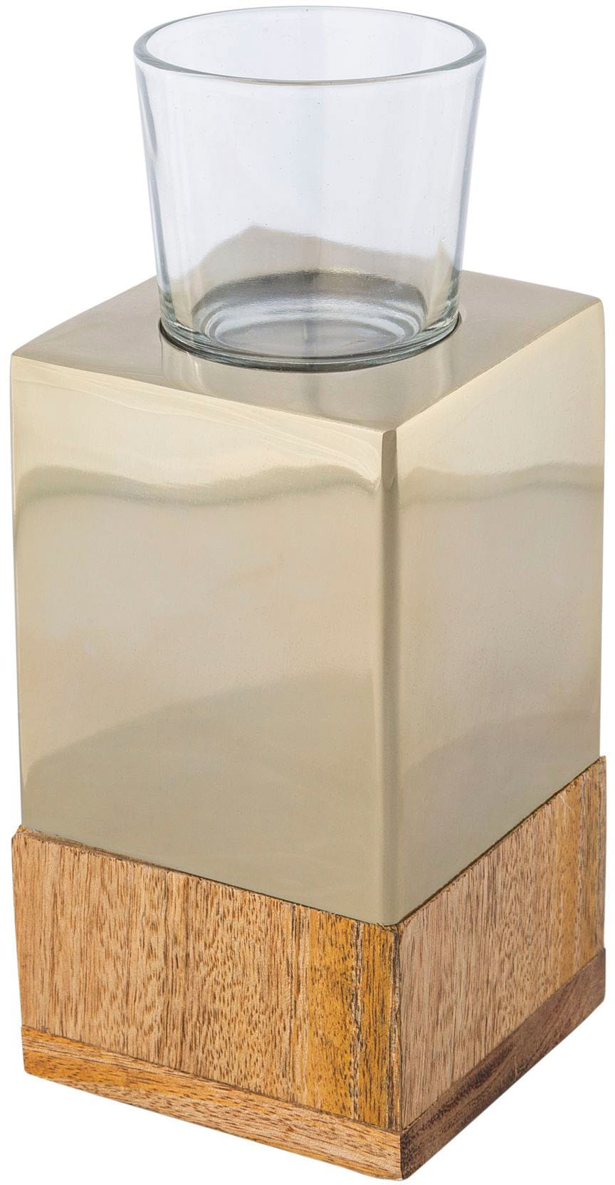 Creativ home Teelichthalter »Kerzenhalter Edelstahl kaufen und St.), Glas aus Tower«, (Set, online Holz, 2