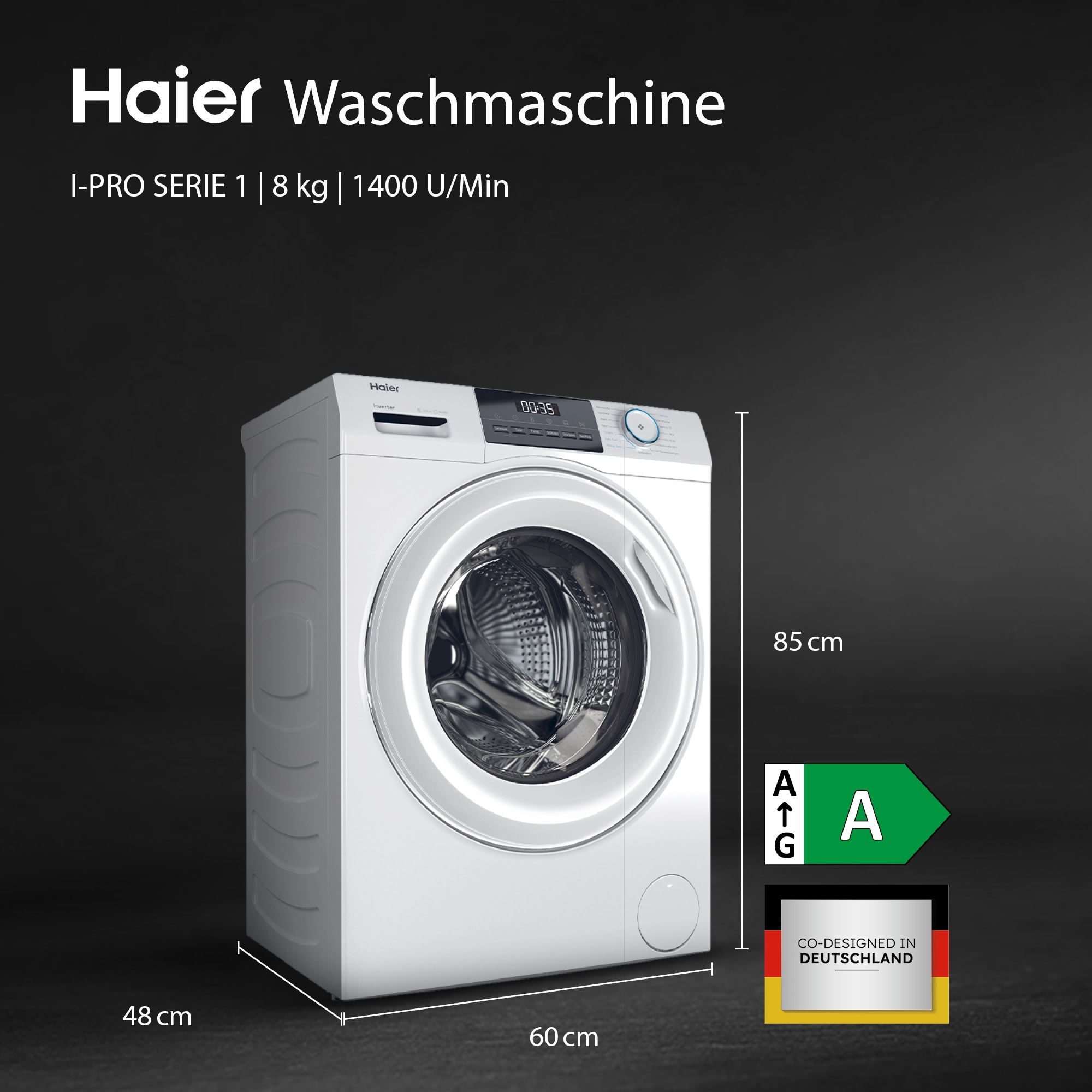 Haier Waschmaschine »HW80-BP14929BU1«, 8 kg, 1400 U/min, hOn App