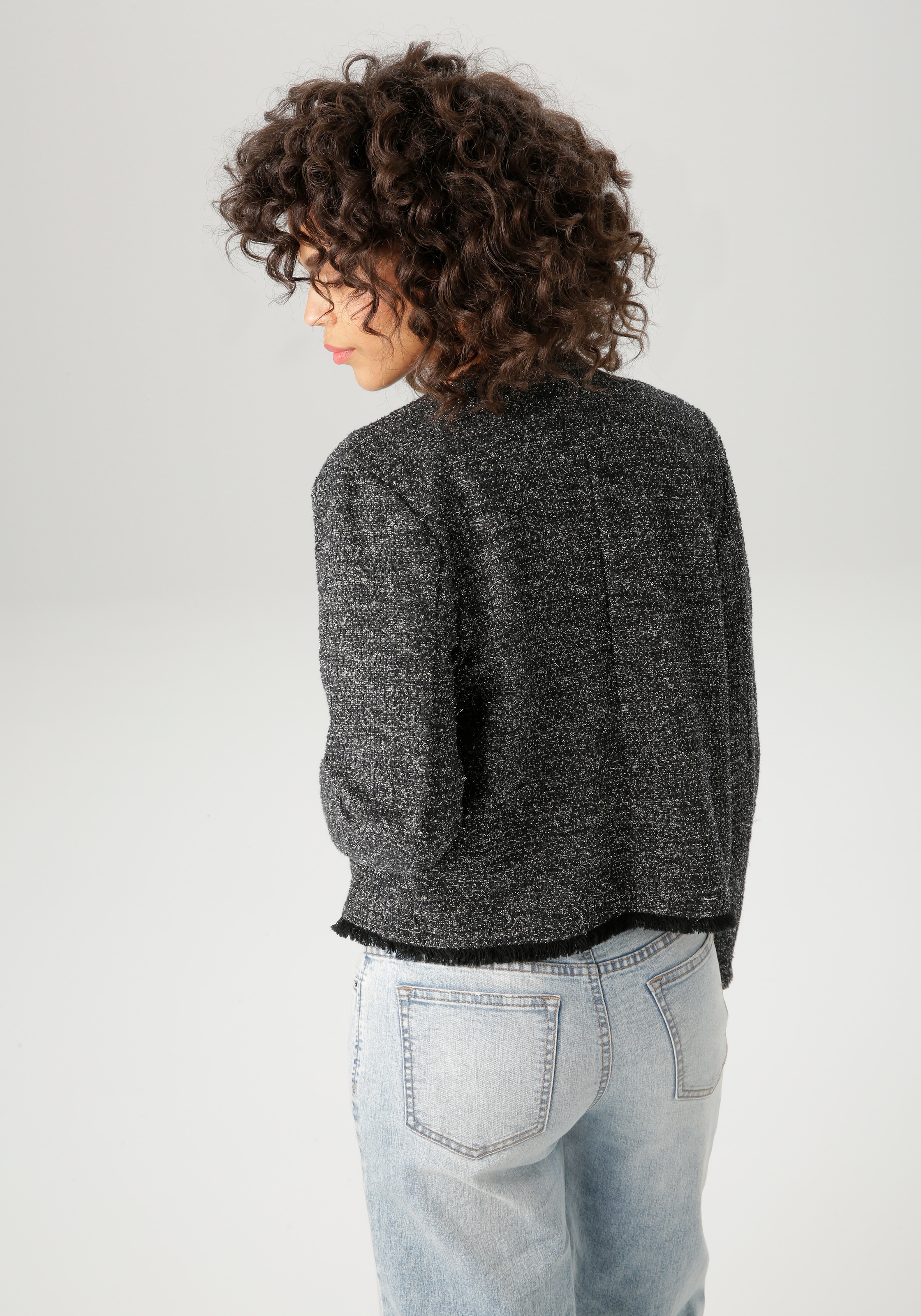 Aniston CASUAL Kurzblazer, aus meliertem Bouclé-Jacquard mit Glanzfäden - NEUE KOLLEKTION