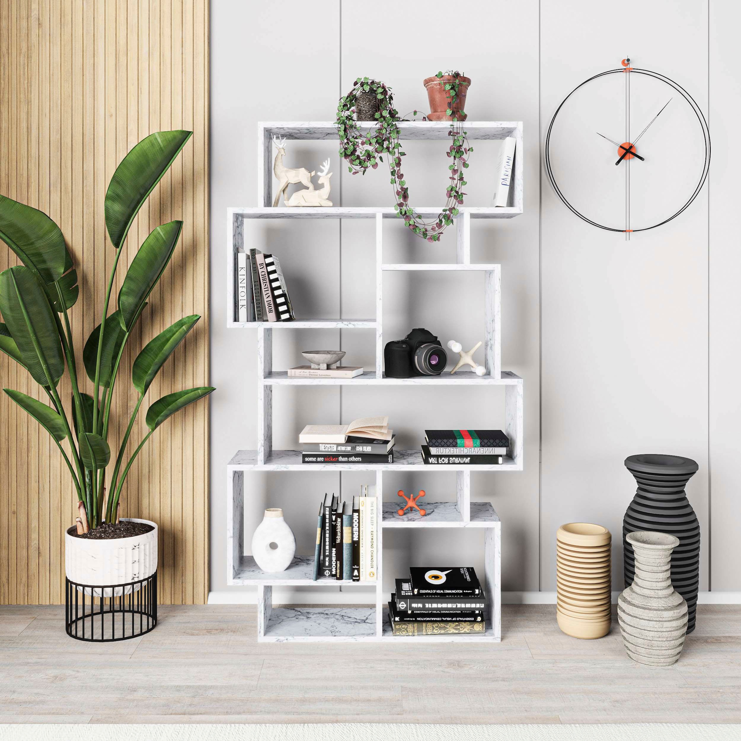 Decortie Bücherregal »Karmato Bücherregal«, (Packung), Leichte Montage, Lagerung, Platzsparend