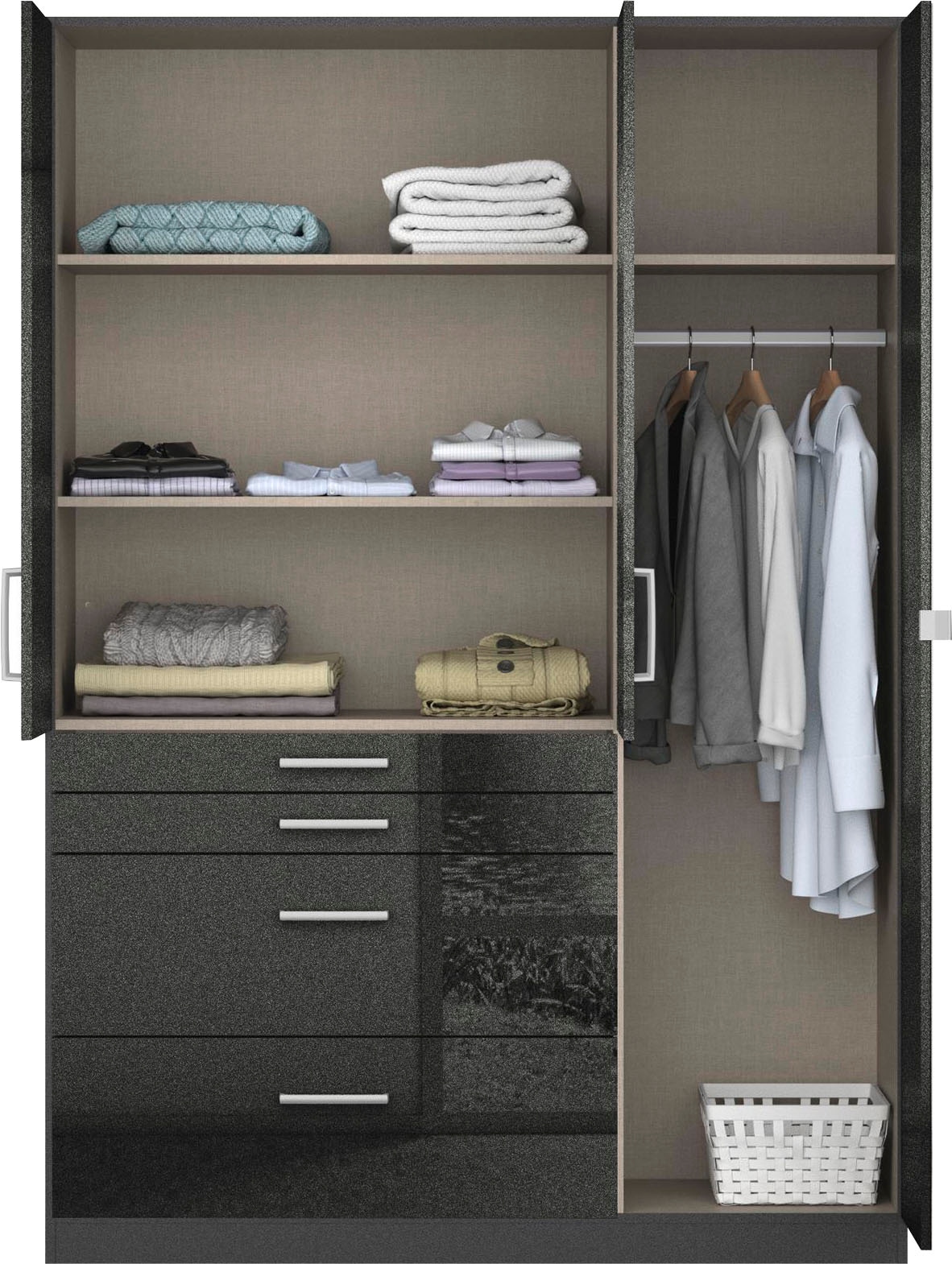 rauch Drehtürenschrank »Kleiderschrank Schrank Garderobe Garderobenschrank Topseller HOMBURG«, mit Spiegel, oberer Schubkasten mit Einteilung MADE IN GERMANY