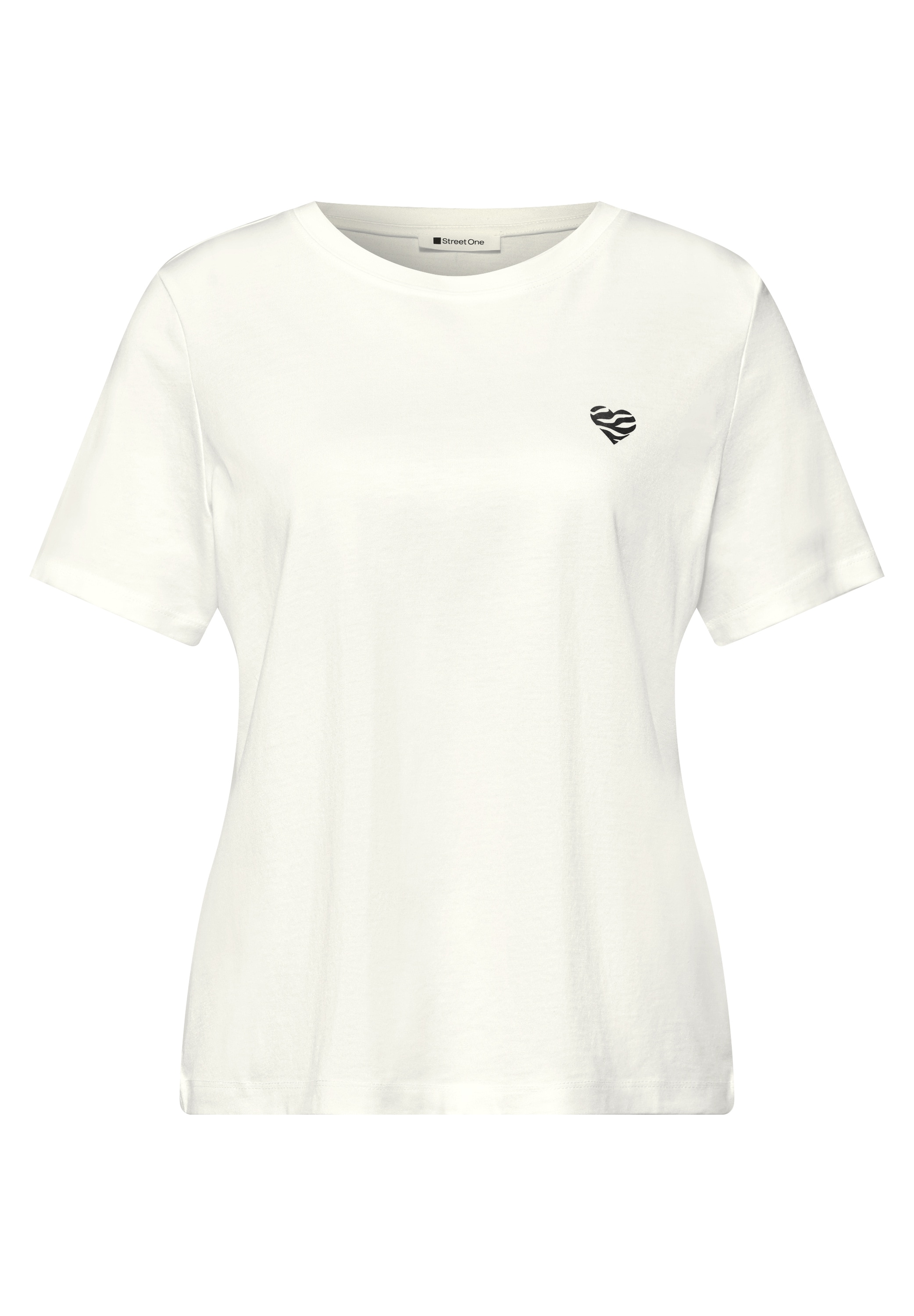 STREET ONE Kurzarmshirt Sommershirt mit Rundhals und Herzdetail