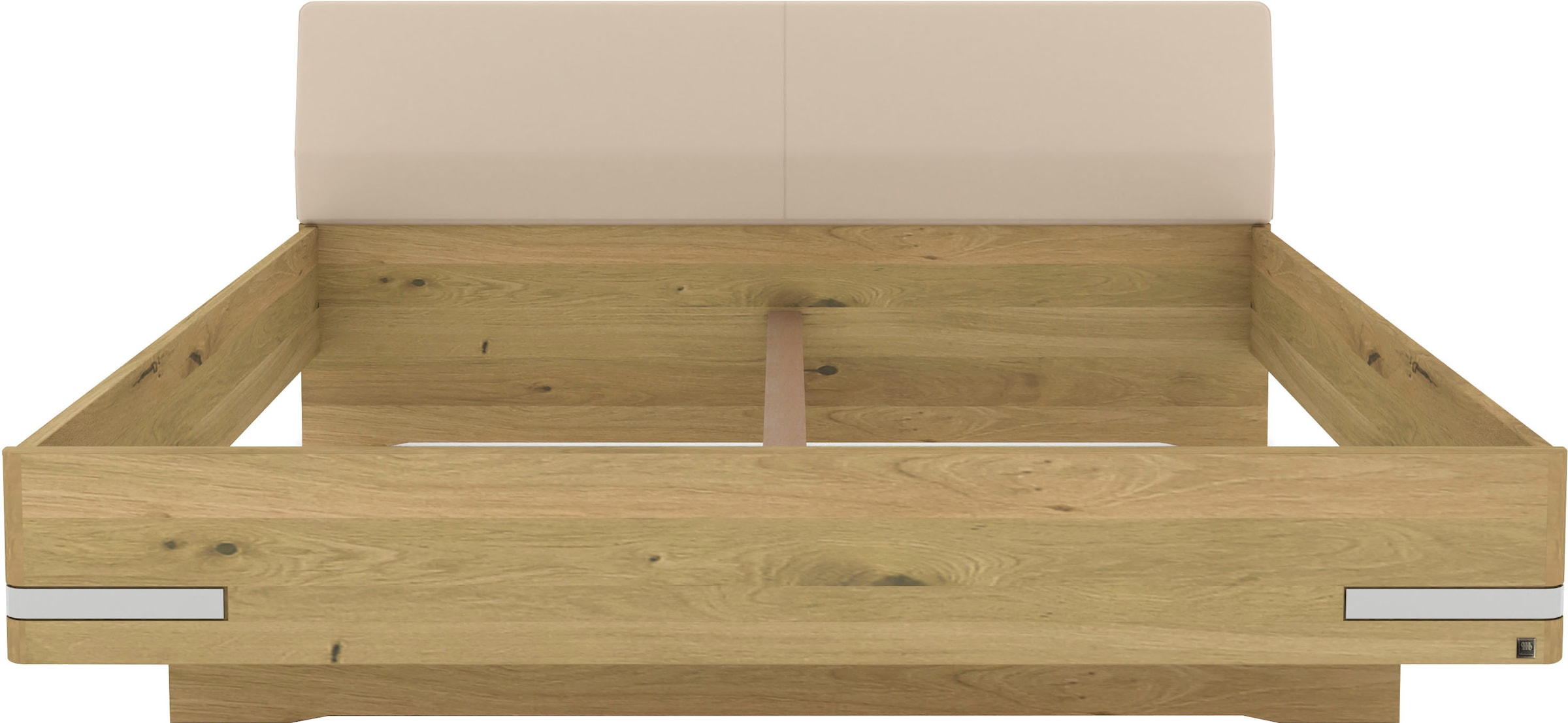 Musterring Holzbett »Savona«, (Belastbarkeit 220 Kg, 4-fache Liegehöhenverstellung, MADE IN GERMANY), Kopfteil Kunstleder Champagner, Details in Chrom, verschiedene Größen
