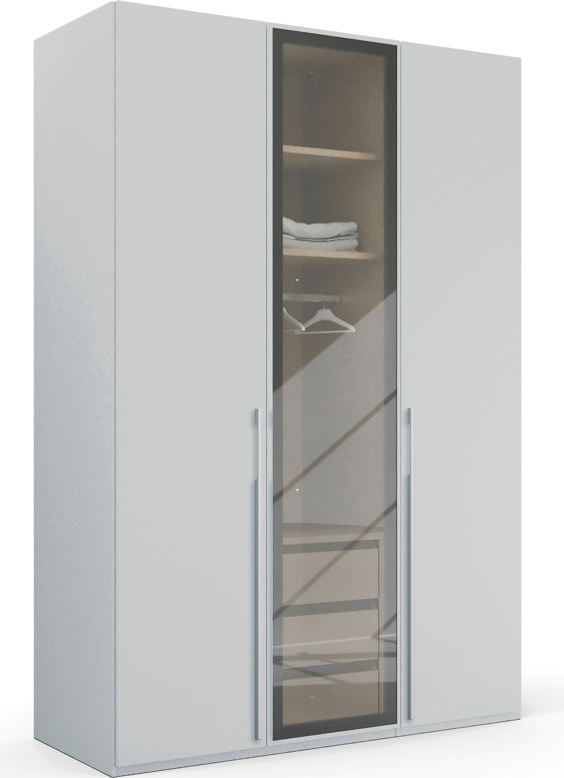 rauch Drehtürenschrank »Kleiderschrank Schrank Garderobe SKAT SHINE mit hochwertigem,«, transparentem Grauglas inkl. umfangreichem Zubehör MADE IN GERMANY